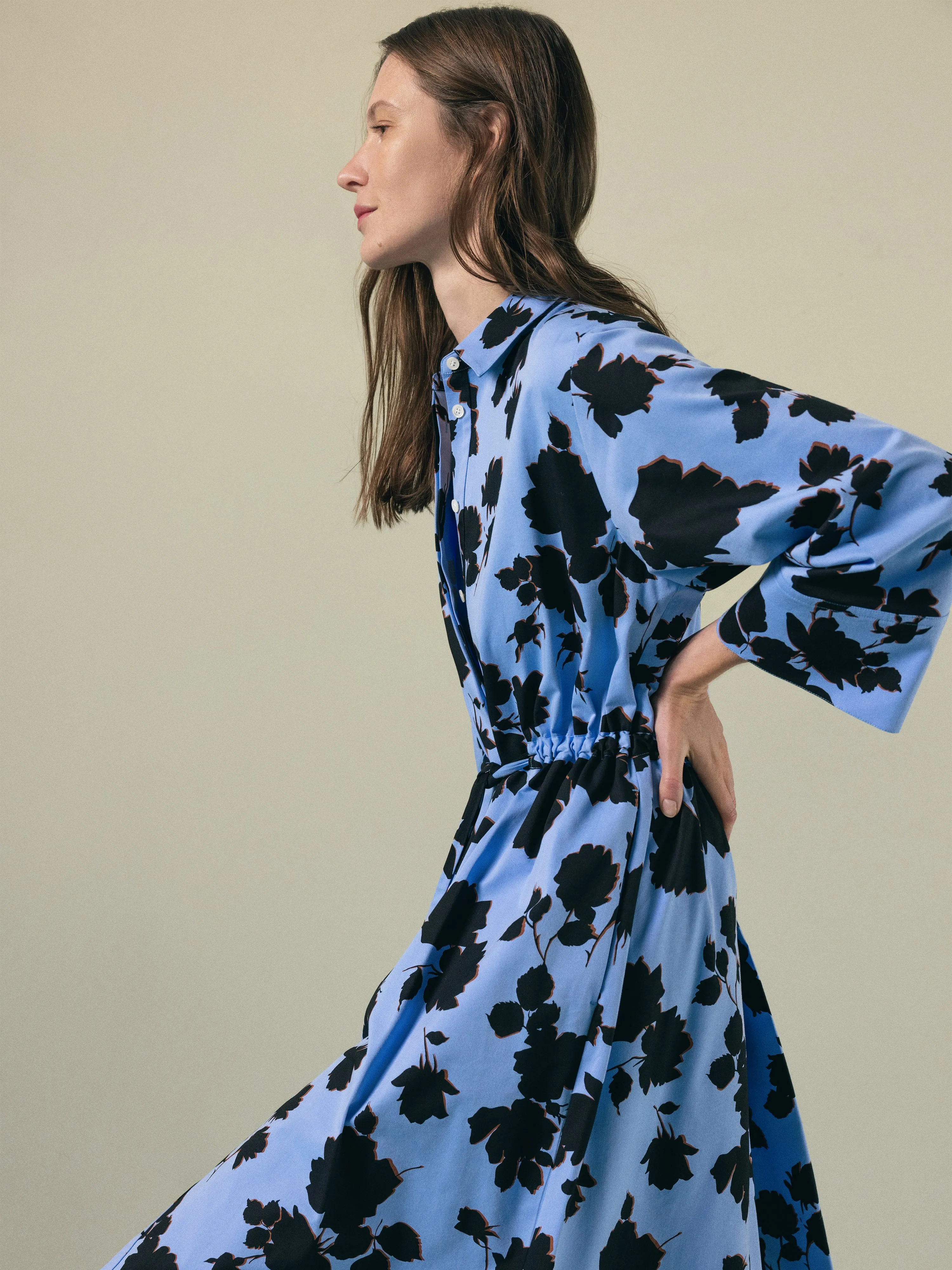 Outline Rose Shirt Dress | Blue sold by Jigsaw product image thumbnail 3