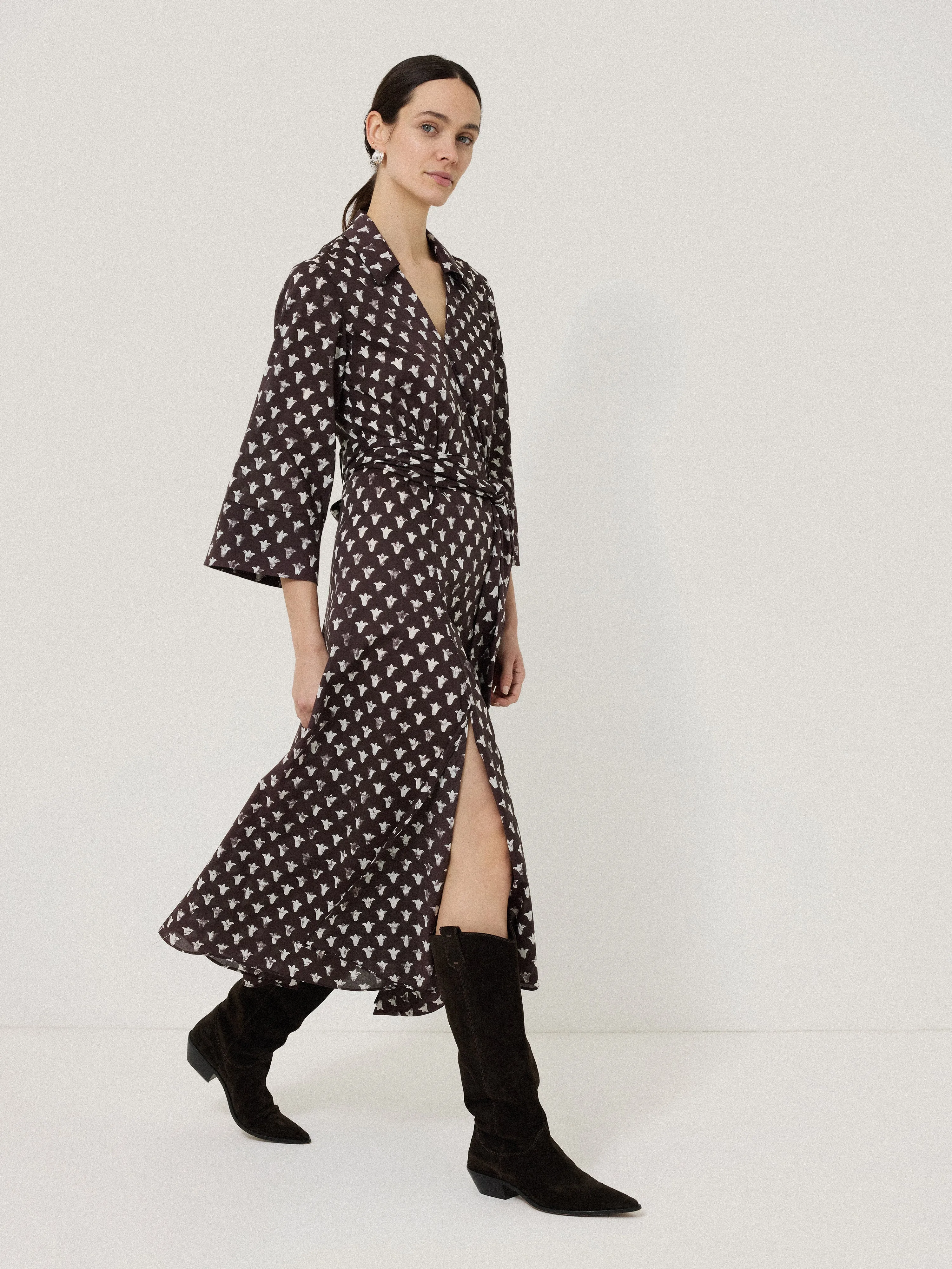 Tulip Voile Midi Dress | Oxblood sold by Jigsaw