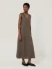 Scallop Detail Linen Dress | Brown sold by Jigsaw