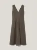 Scallop Detail Linen Dress | Brown sold by Jigsaw