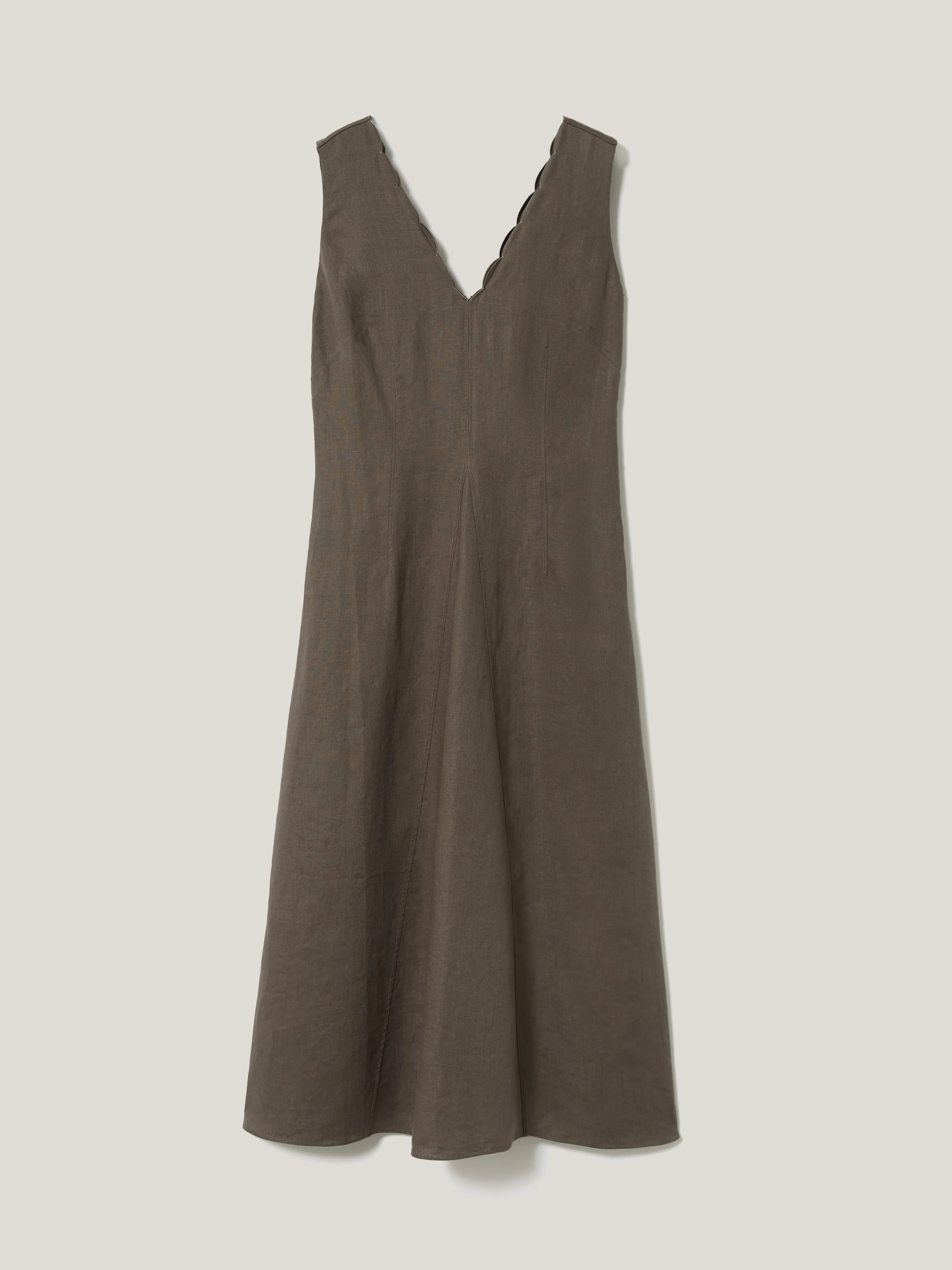 Scallop Detail Linen Dress | Brown sold by Jigsaw product image thumbnail 5