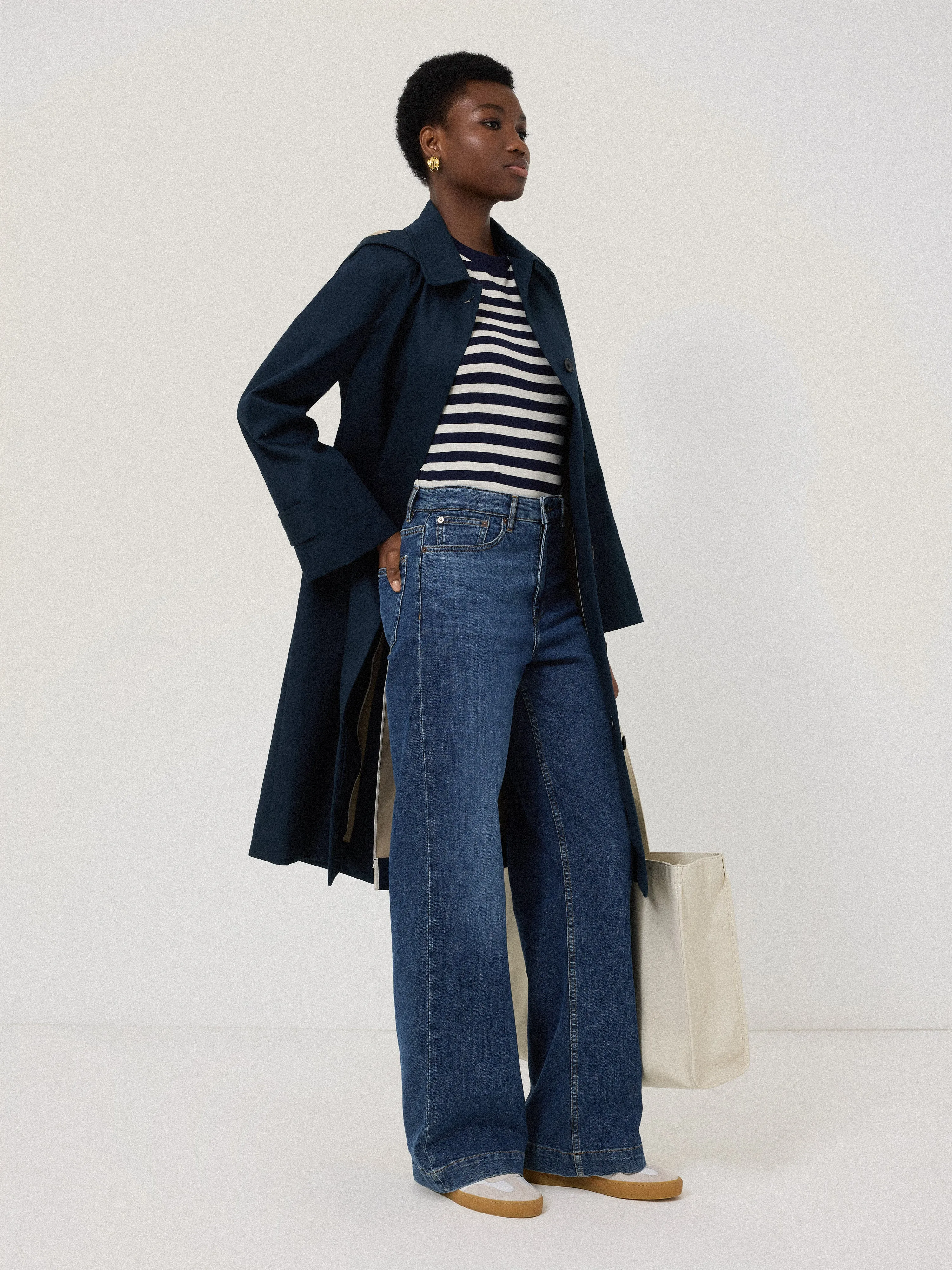 Cotton Stripe Long Sleeve Tee | Navy sold by Jigsaw product image thumbnail 4