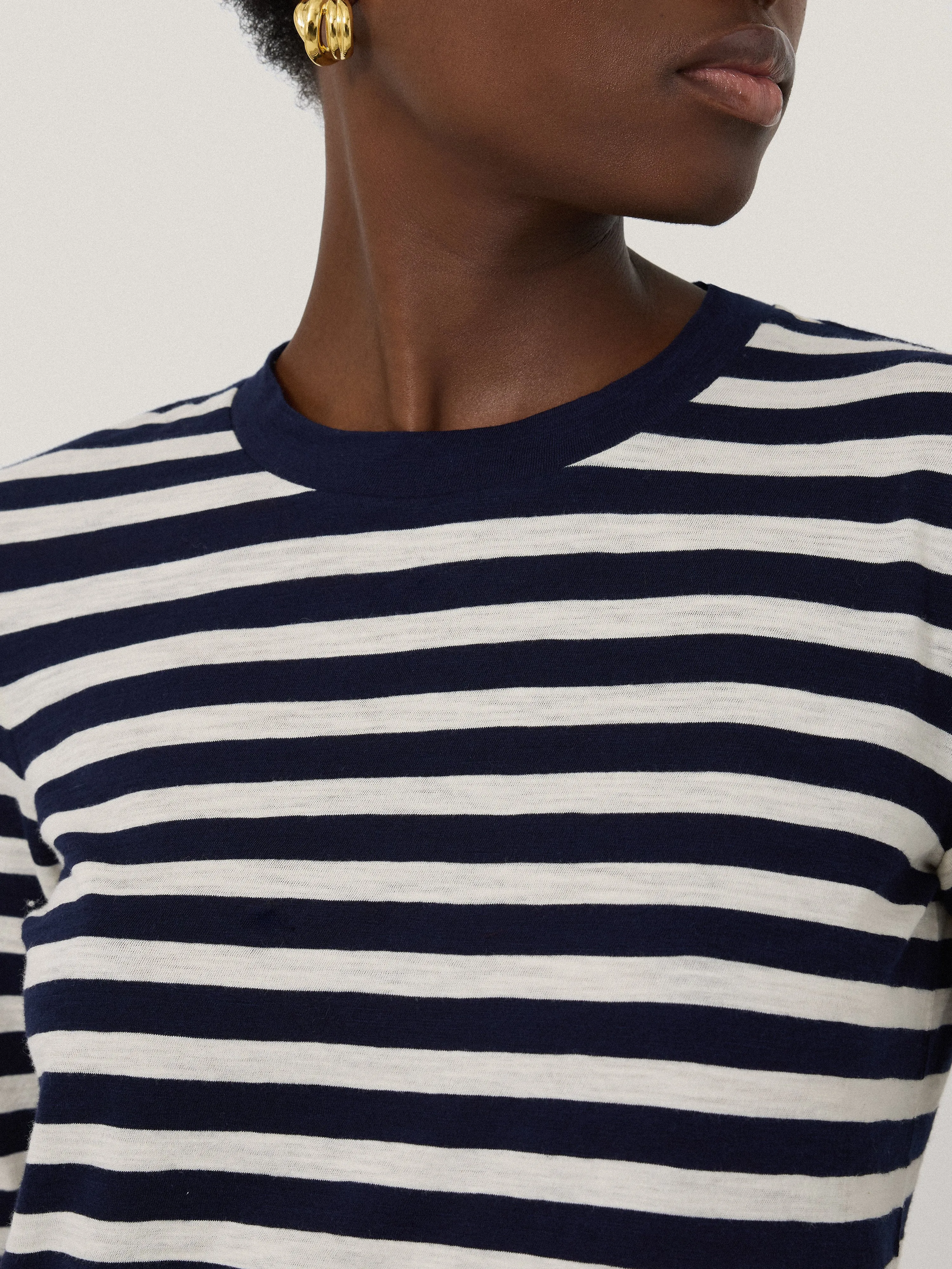 Cotton Stripe Long Sleeve Tee | Navy sold by Jigsaw product image thumbnail 2