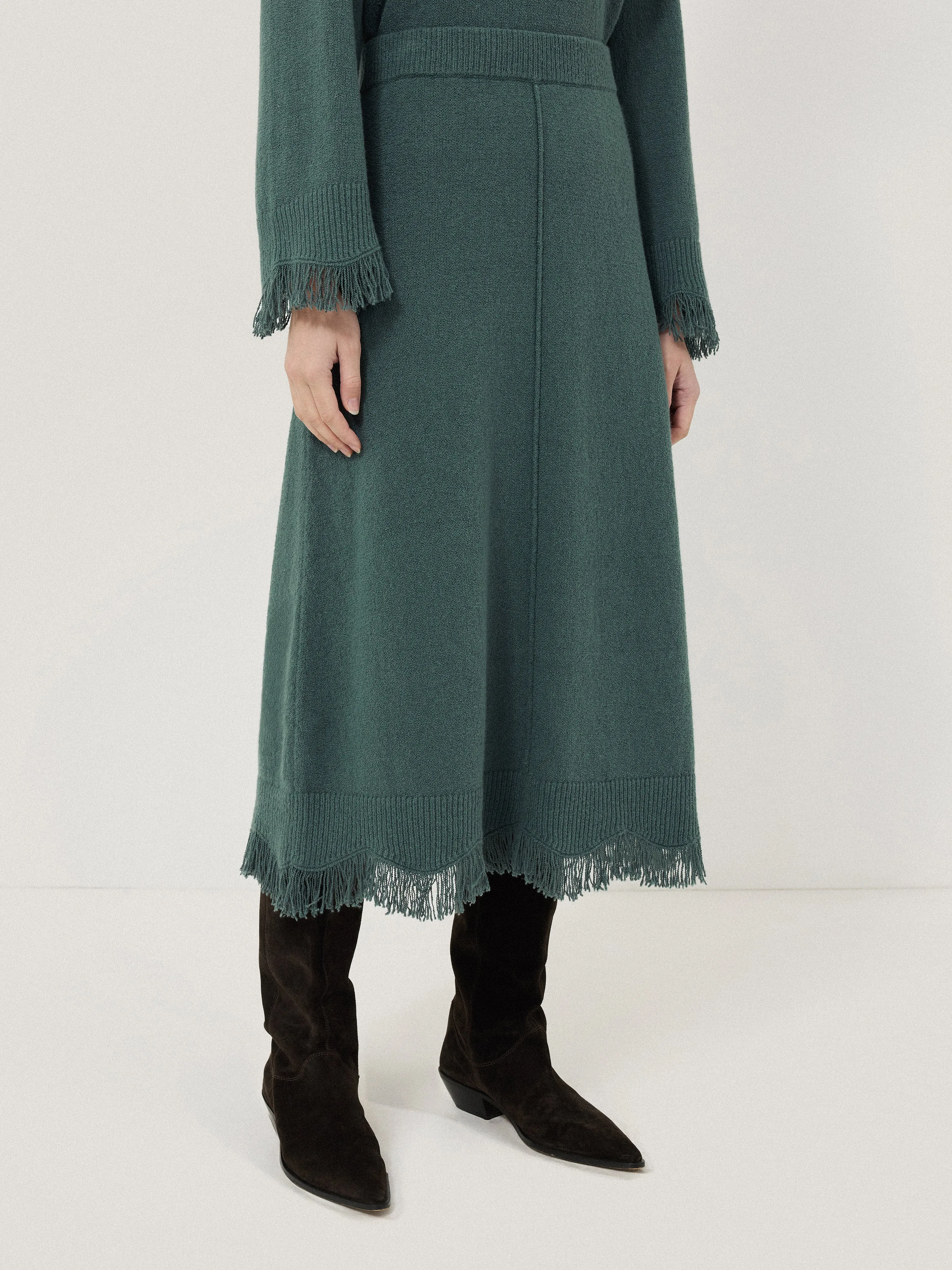 Silk Blend Boucle Fringe Skirt | Blue sold by Jigsaw product image thumbnail 2