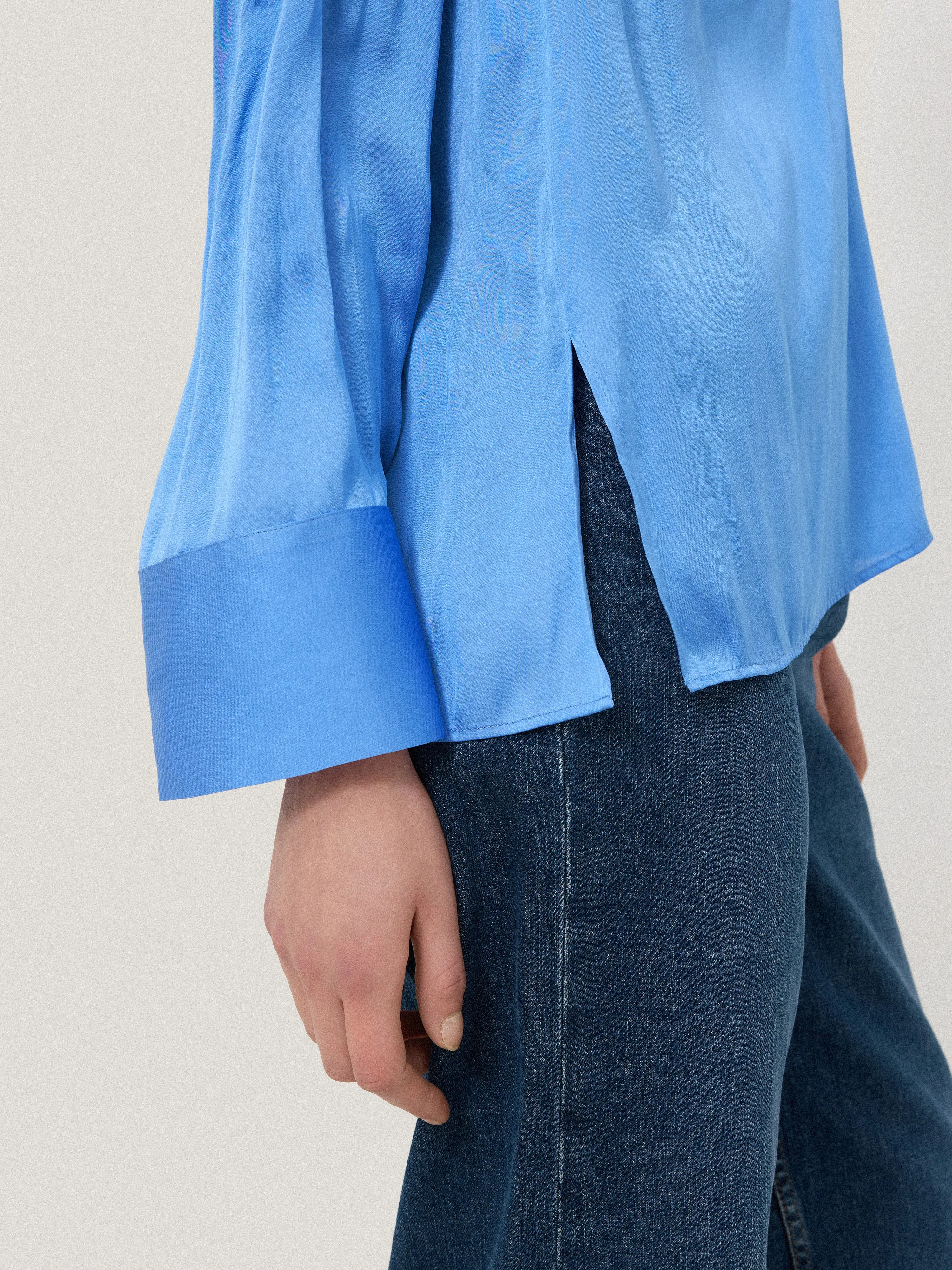 Recycled Satin Tunic Top | Blue sold by Jigsaw product image thumbnail 2