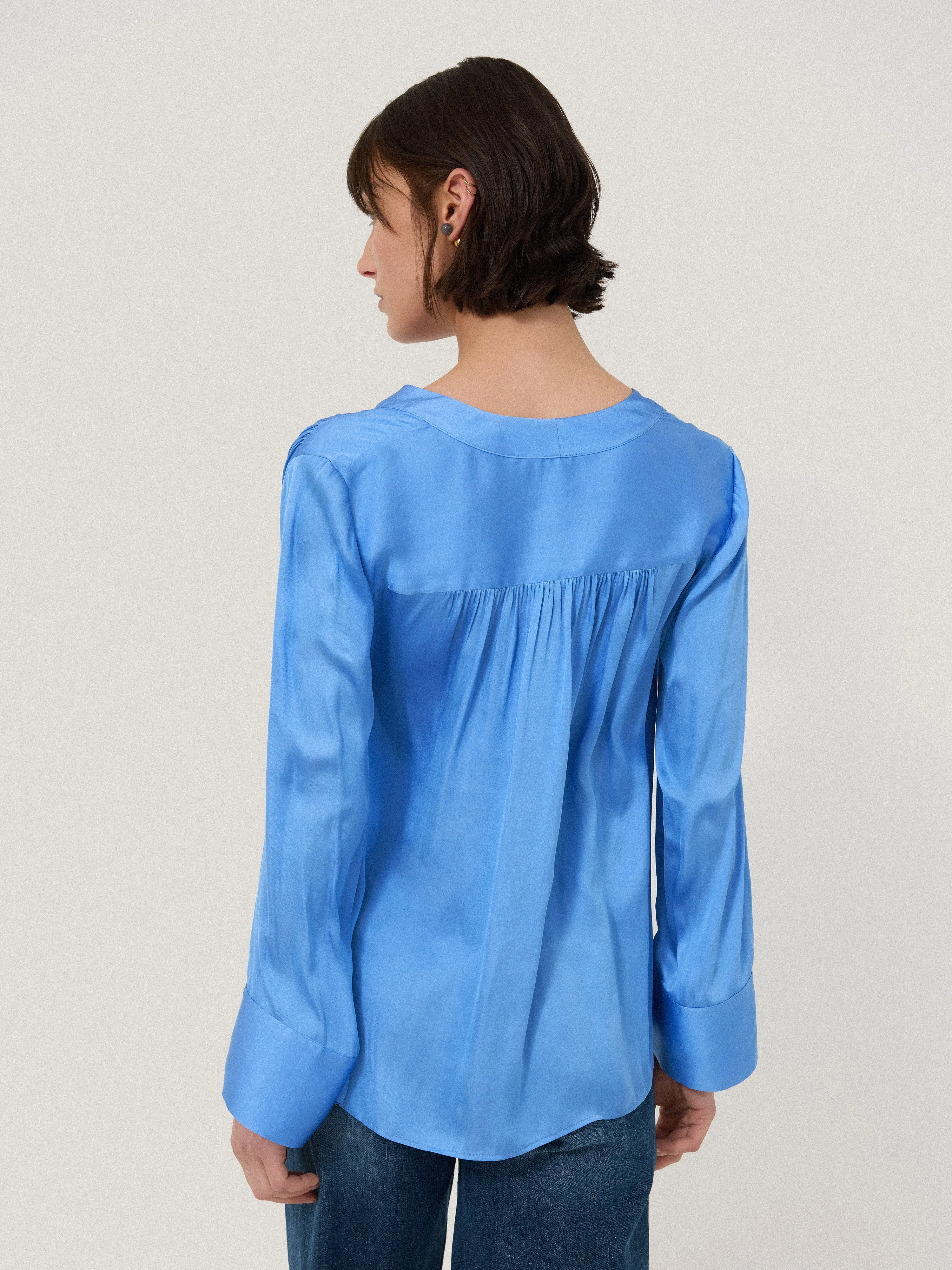 Recycled Satin Tunic Top | Blue sold by Jigsaw product image thumbnail 5