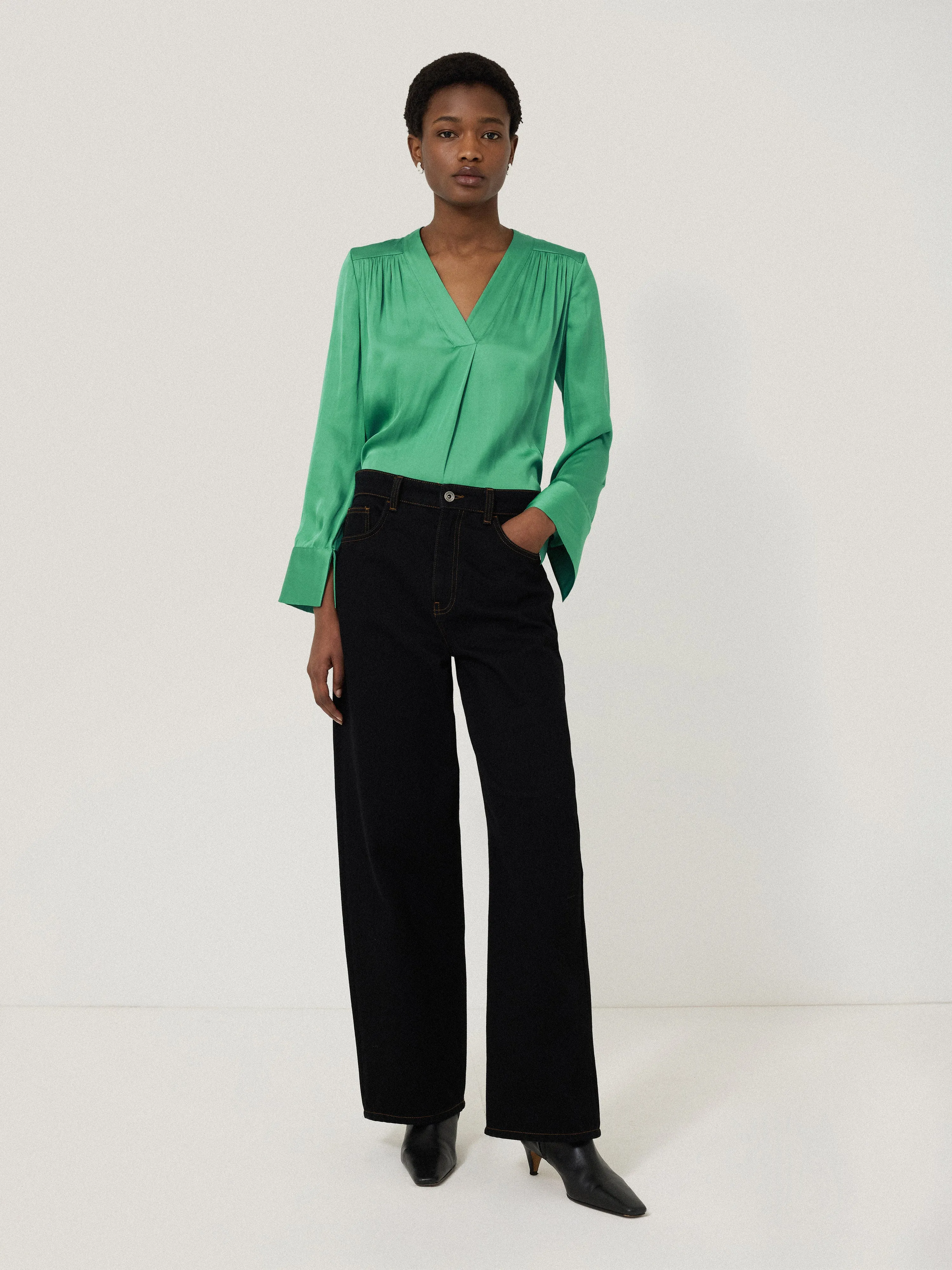 Recycled Satin Tunic Top | Green sold by Jigsaw product image thumbnail 3