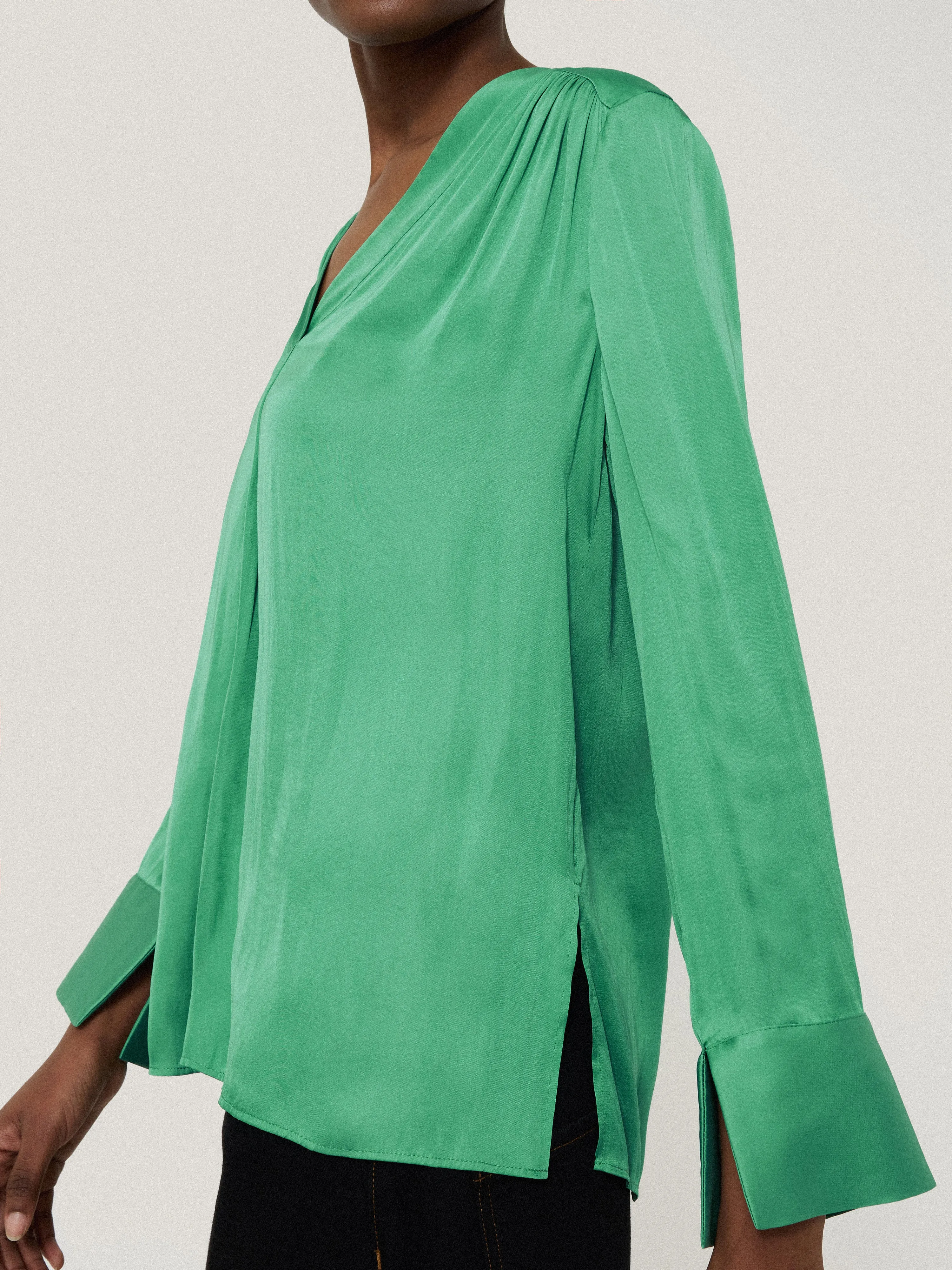 Recycled Satin Tunic Top | Green sold by Jigsaw product image thumbnail 2