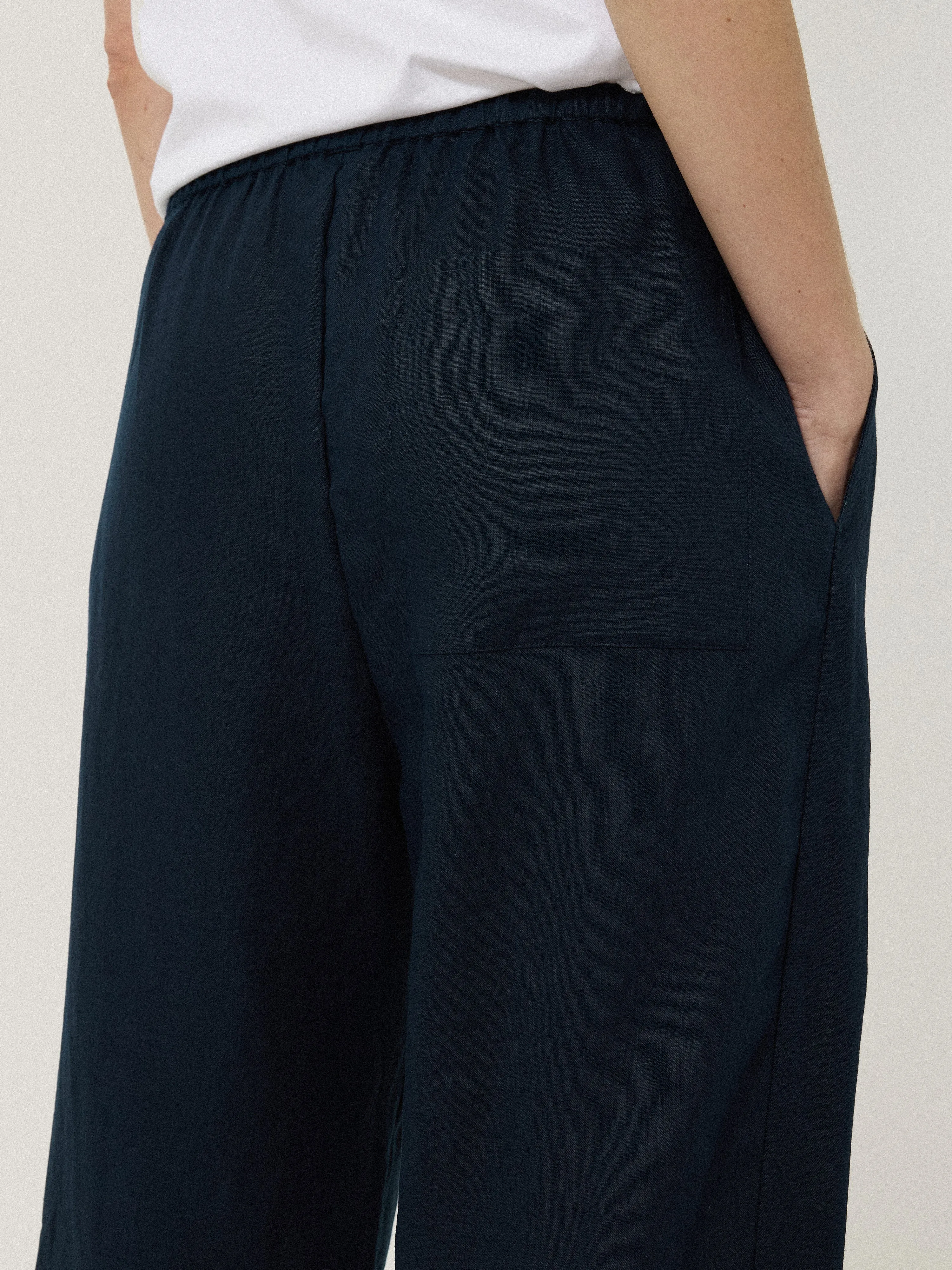 Linen Drawstring Trouser | Navy sold by Jigsaw product image thumbnail 5
