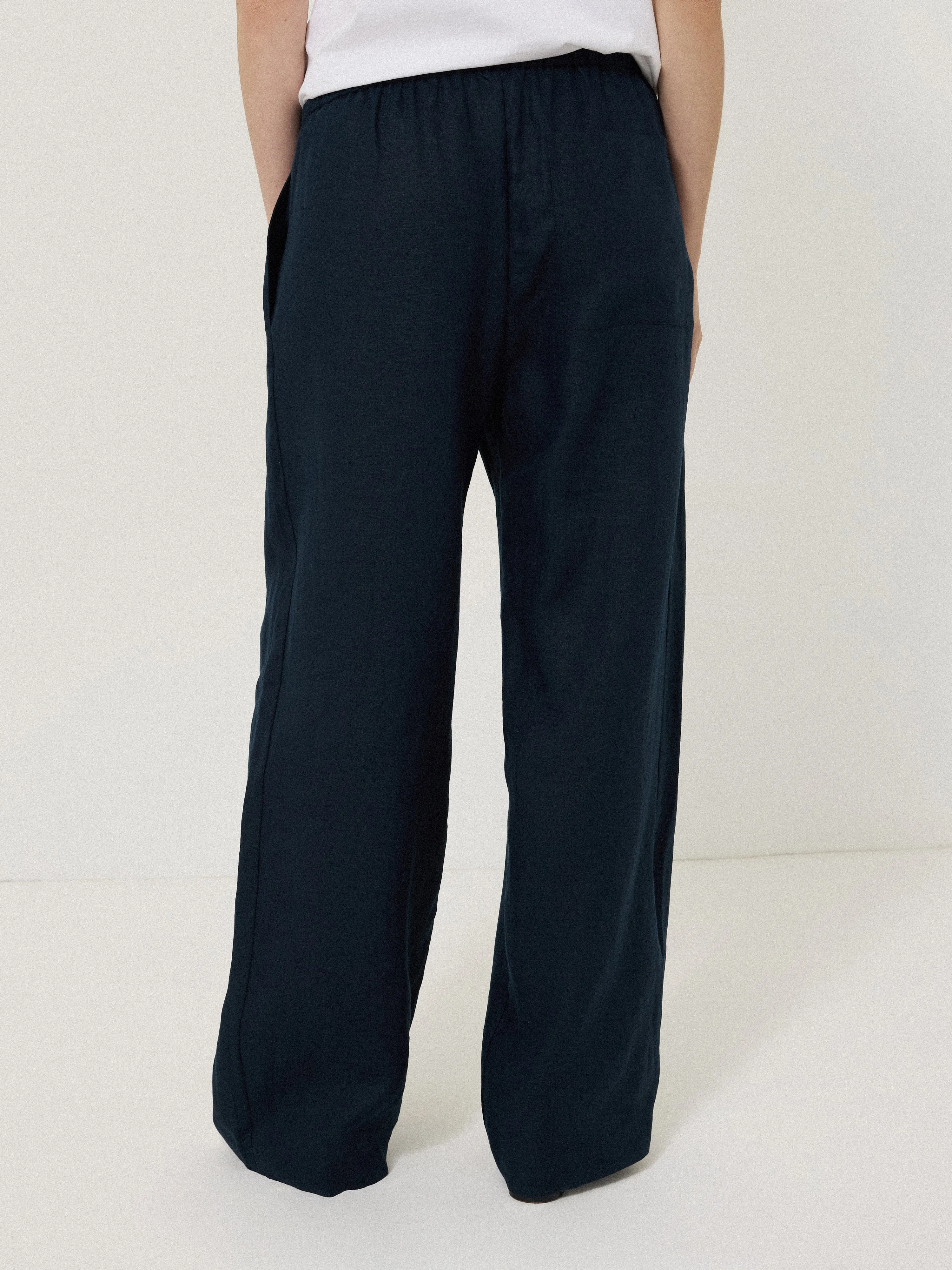 Linen Drawstring Trouser | Navy sold by Jigsaw product image thumbnail 4
