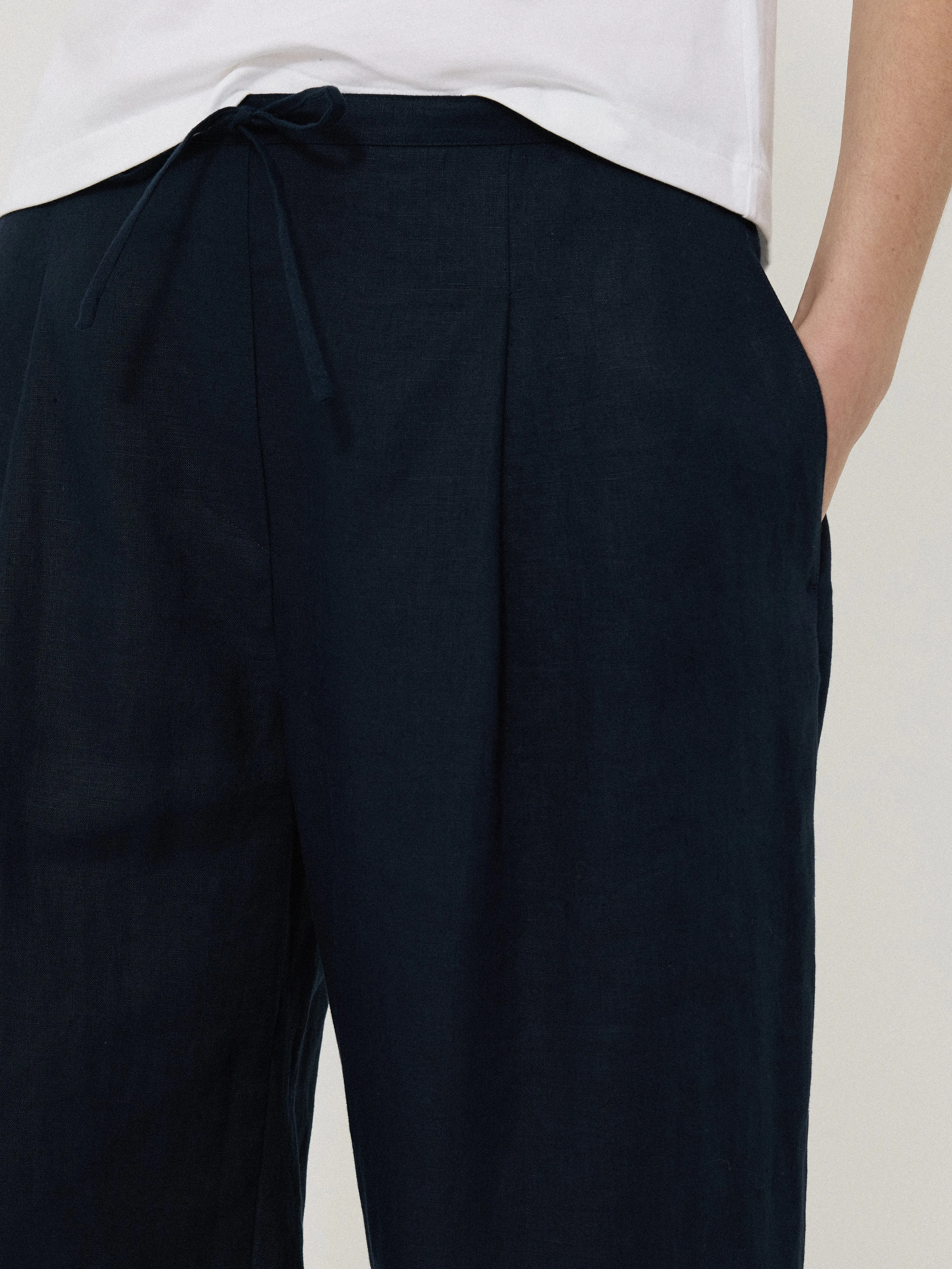 Linen Drawstring Trouser | Navy sold by Jigsaw product image thumbnail 2