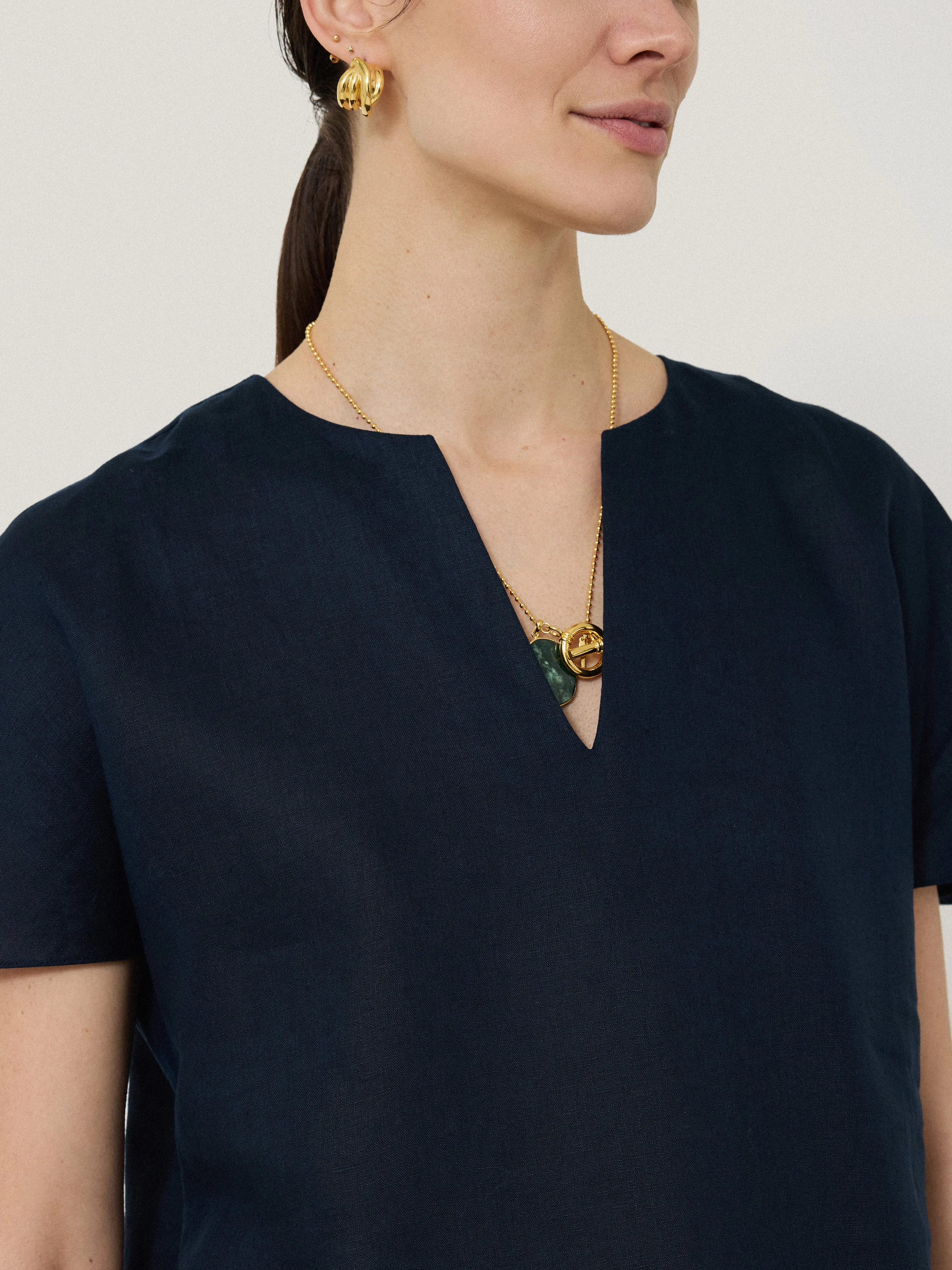 Linen Relaxed Top | Navy sold by Jigsaw product image thumbnail 2
