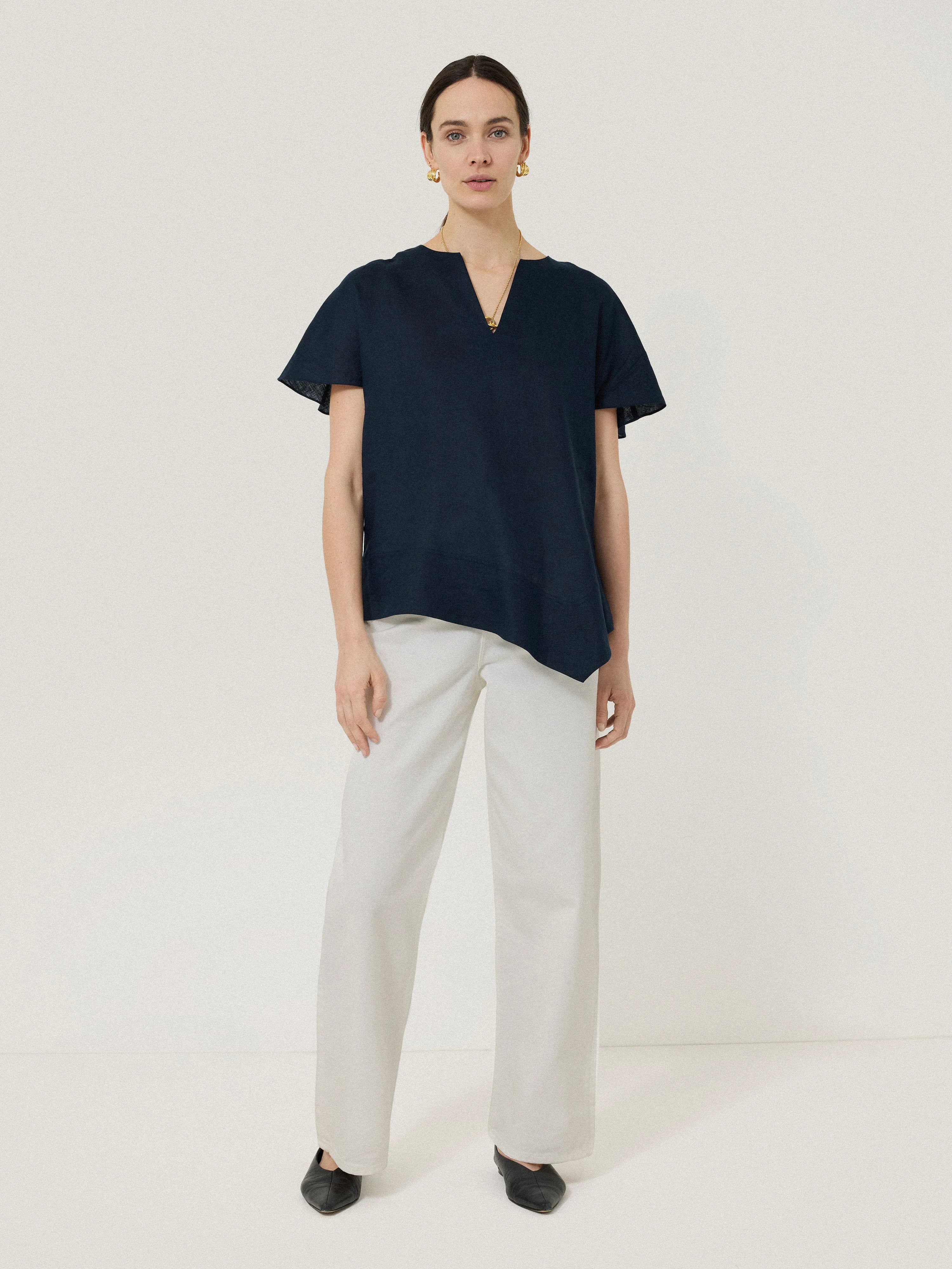 Linen Relaxed Top | Navy sold by Jigsaw product image thumbnail 3
