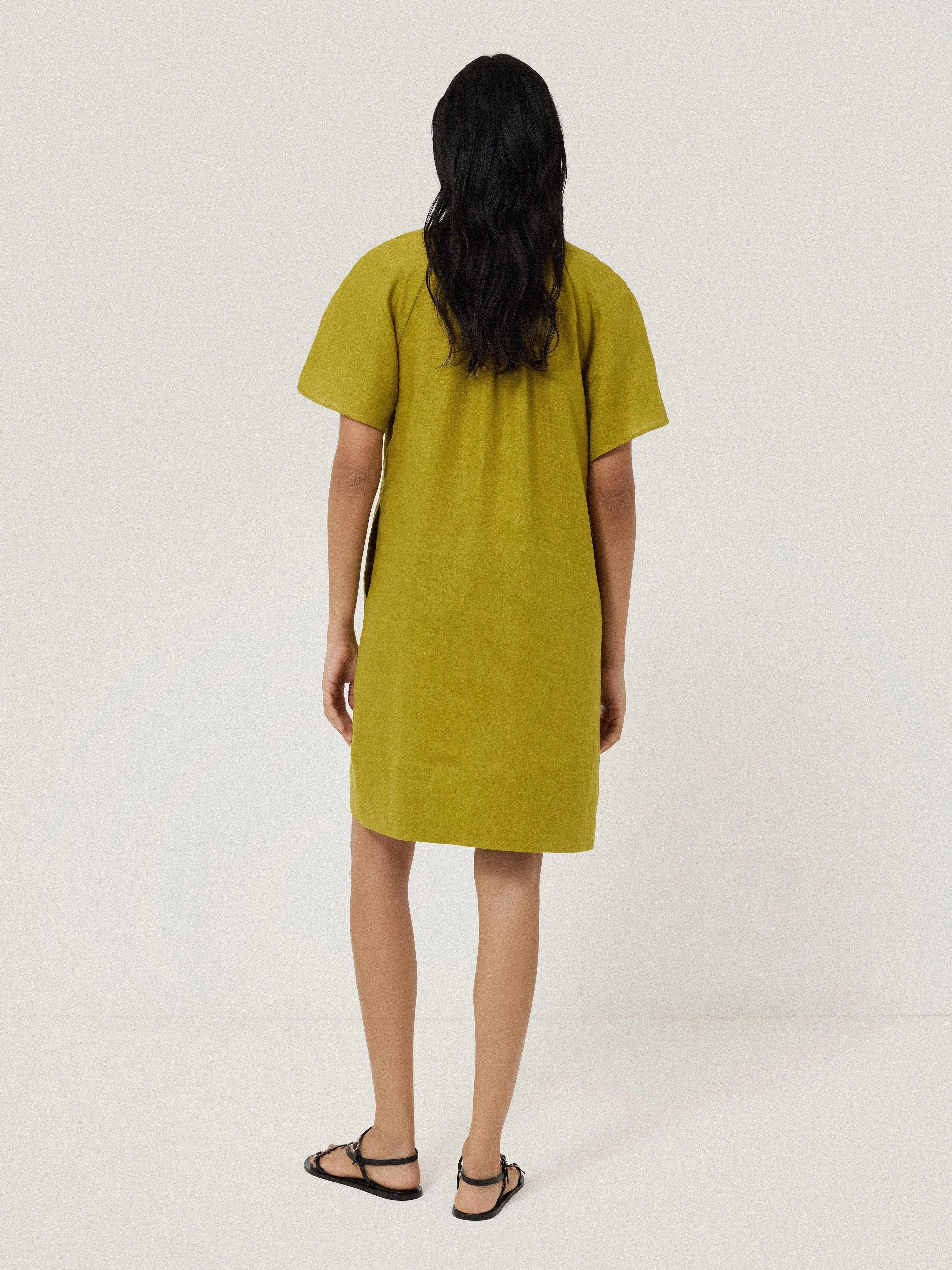Linen Smocked T-shirt Dress | Green sold by Jigsaw product image thumbnail 5