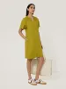 Linen Smocked T-shirt Dress | Green sold by Jigsaw