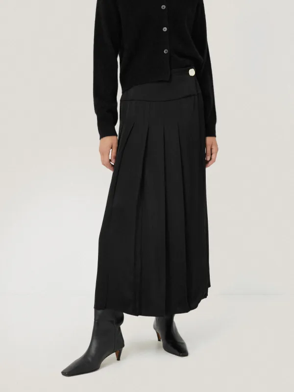 Pleated Midi Skirt | Black sold by Jigsaw