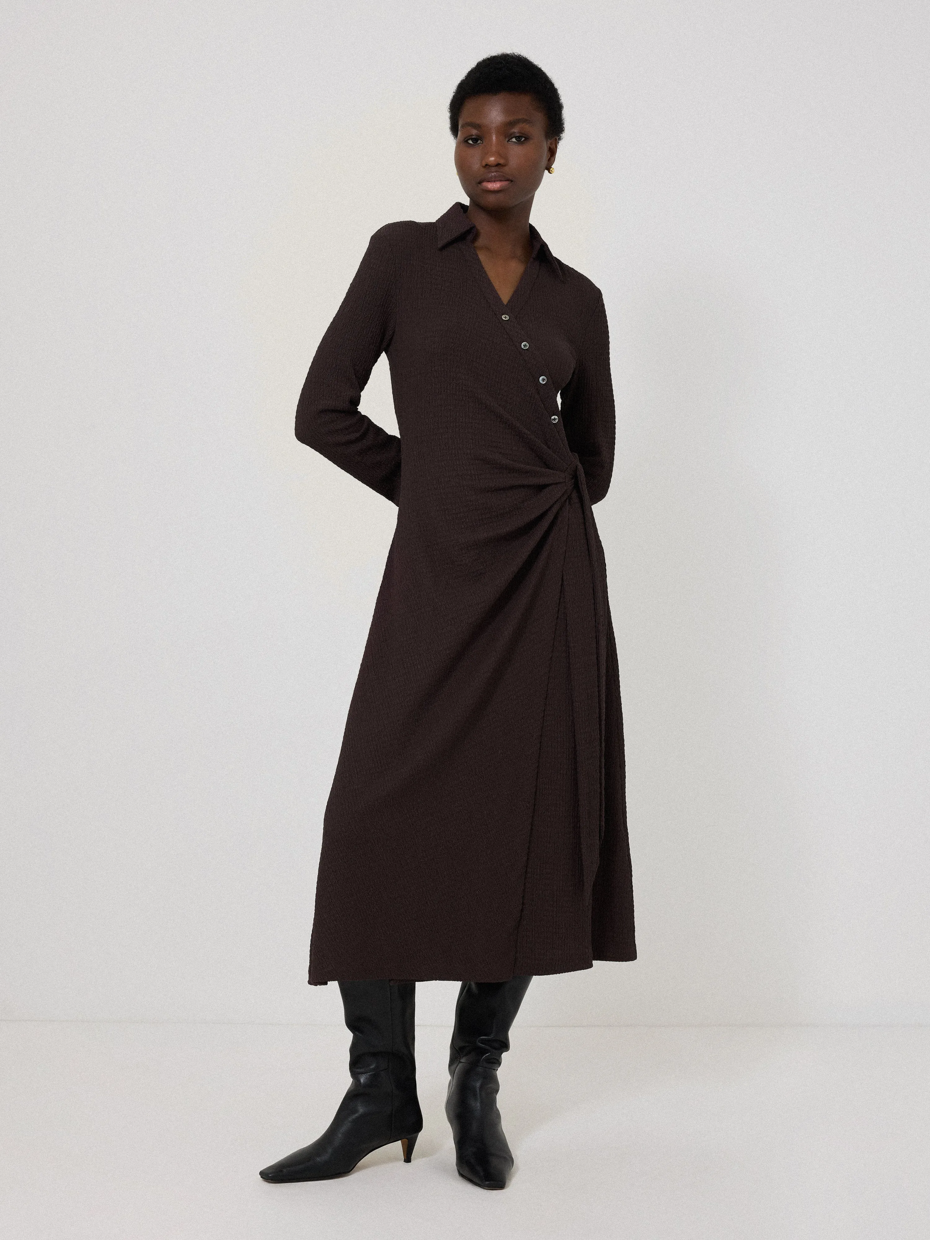 Shirt Wrap Dress | Oxblood sold by Jigsaw