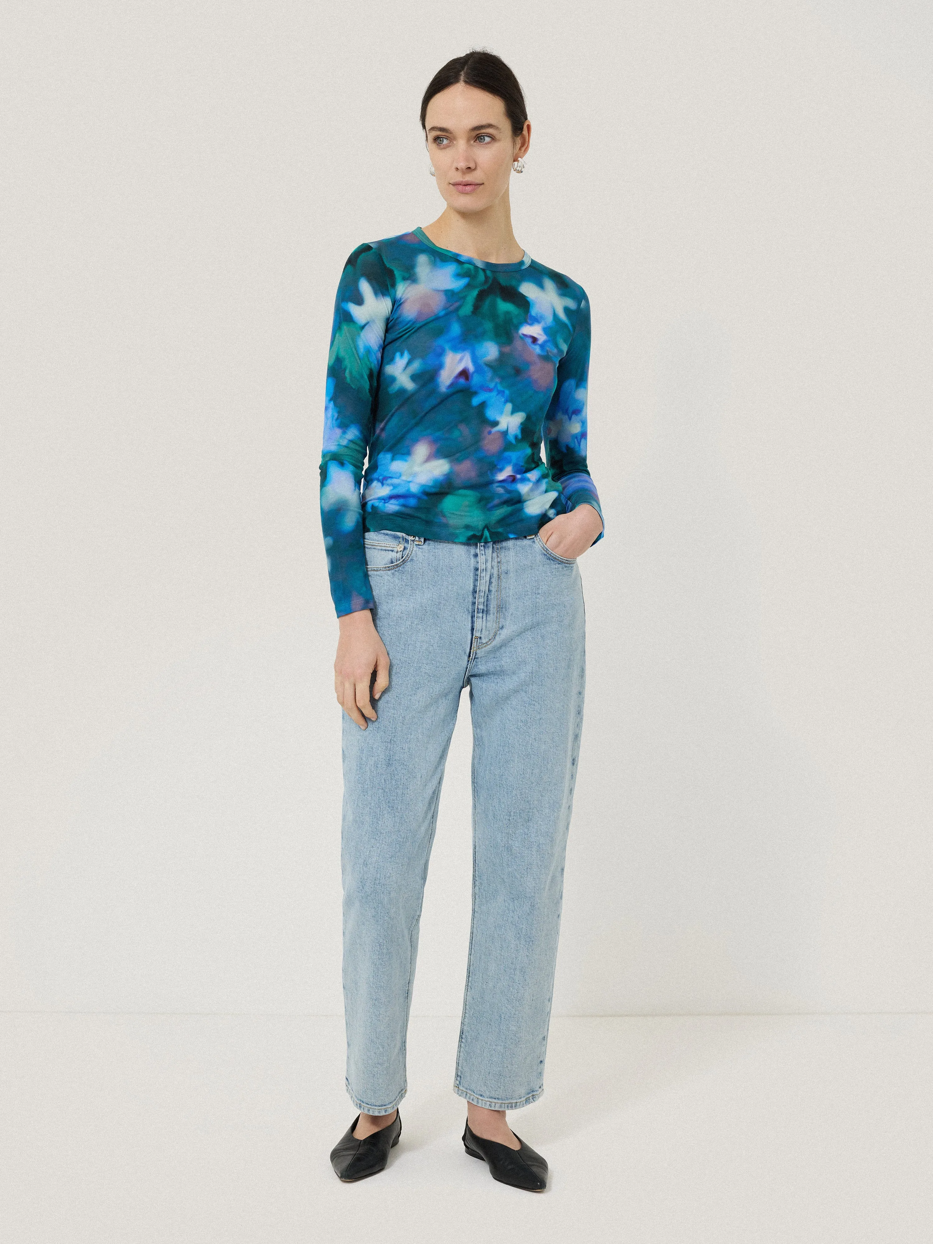 Floral Mist Long Sleeve Tee | Green sold by Jigsaw product image thumbnail 3