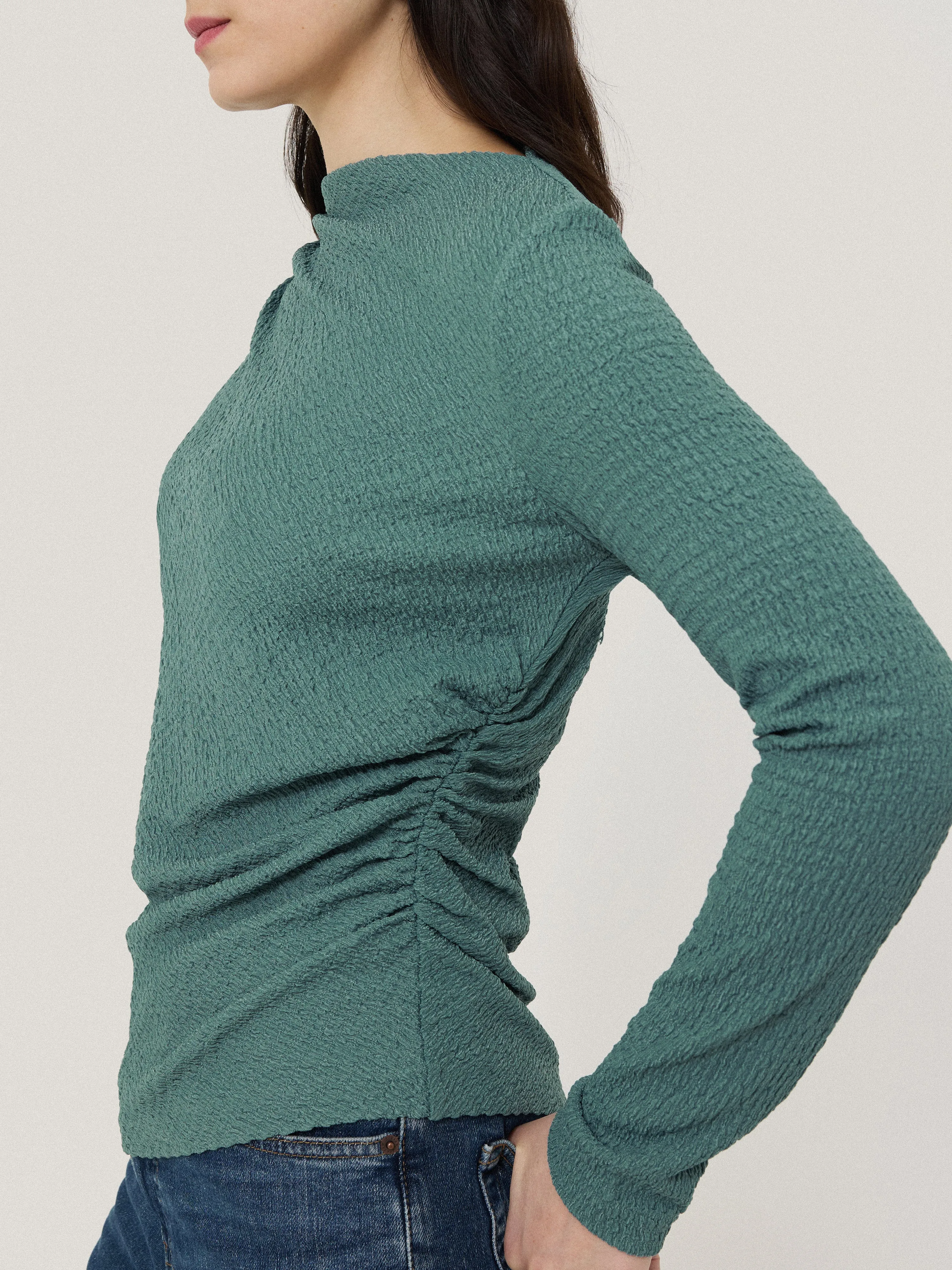 Crinkle Jersey Drape Top | Blue sold by Jigsaw product image thumbnail 5