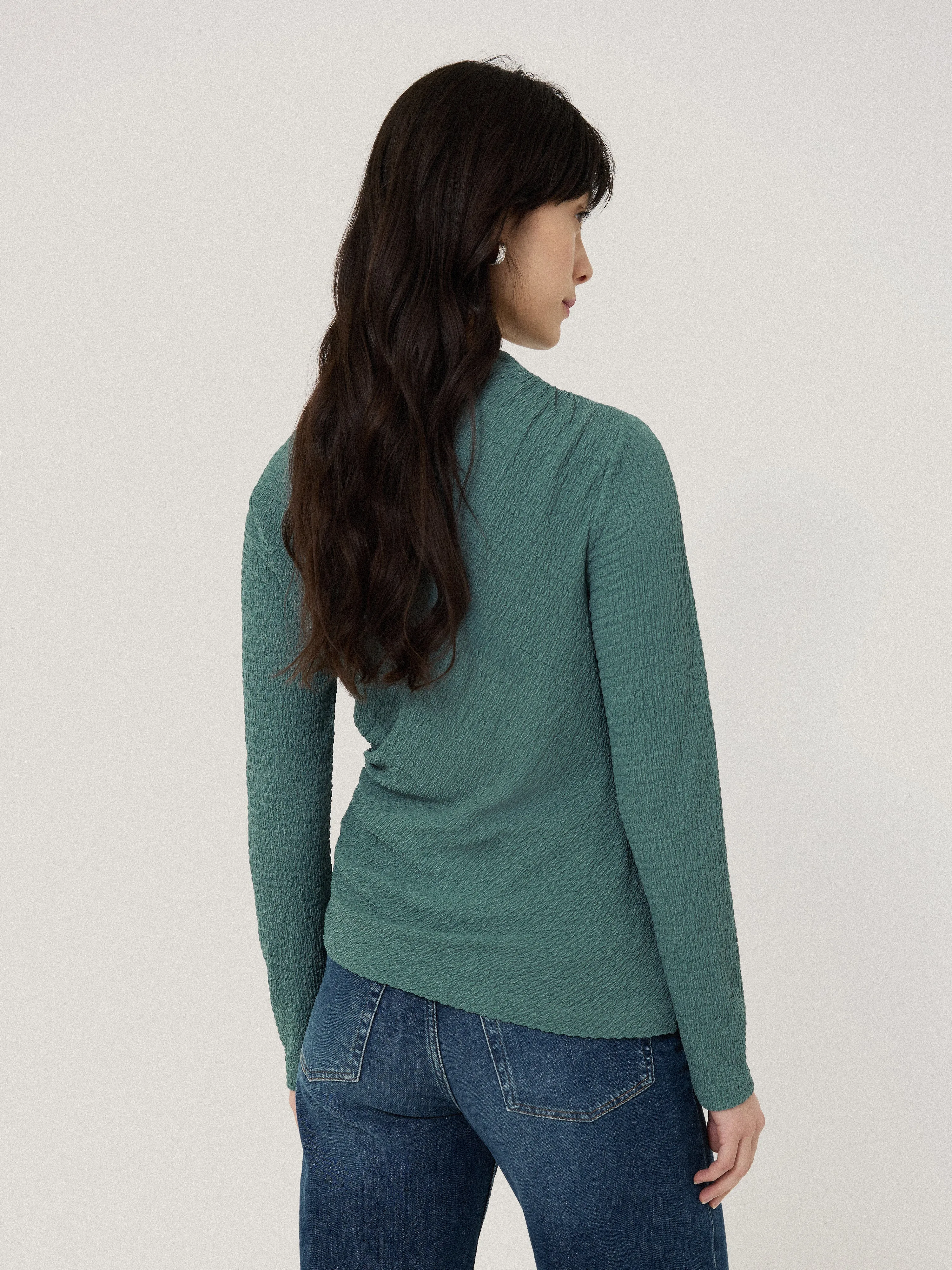 Crinkle Jersey Drape Top | Blue sold by Jigsaw product image thumbnail 4