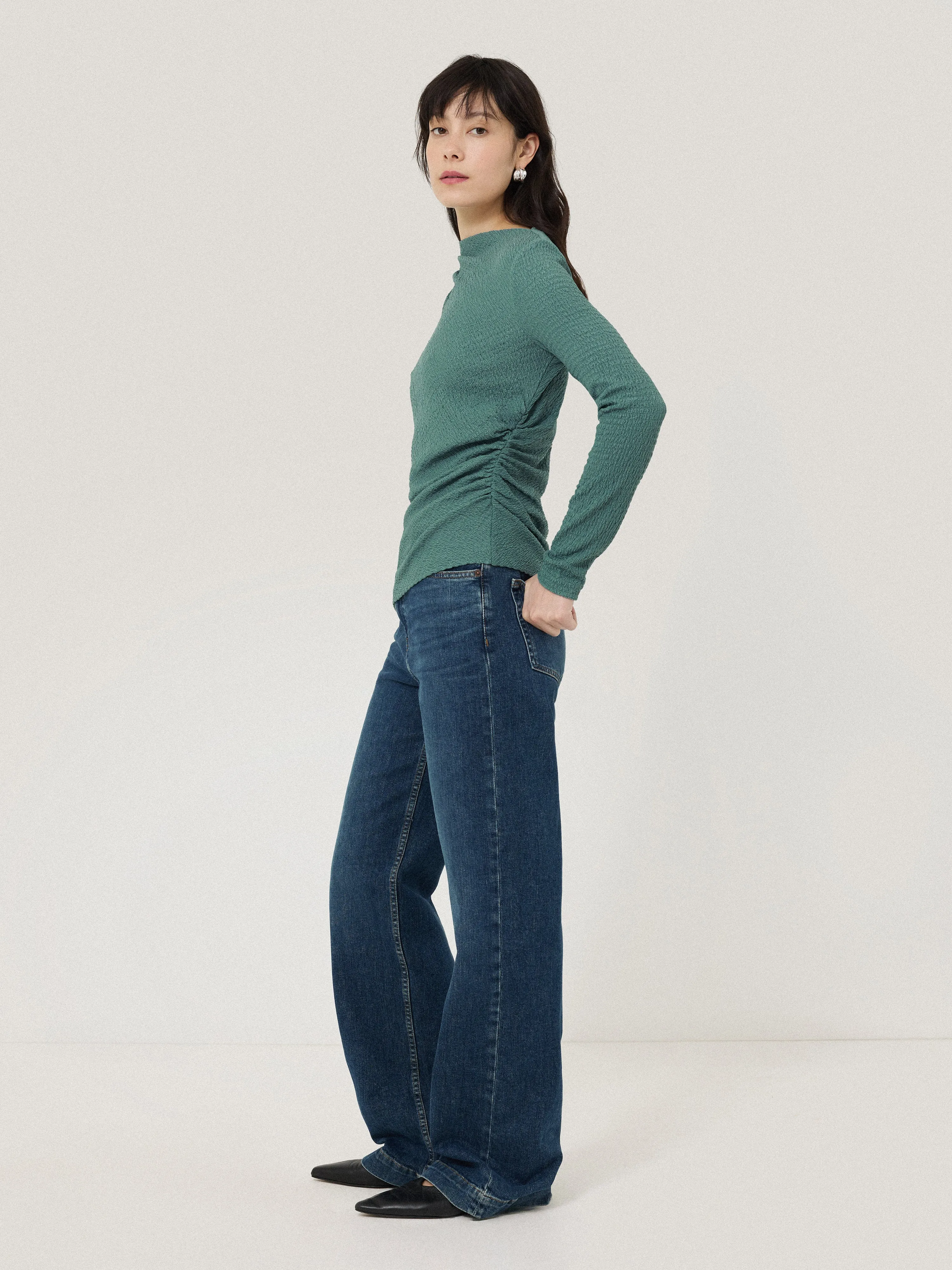 Crinkle Jersey Drape Top | Blue sold by Jigsaw product image thumbnail 3