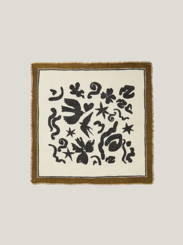 Abstract Kiss Wool Scarf | Monochrome sold by Jigsaw
