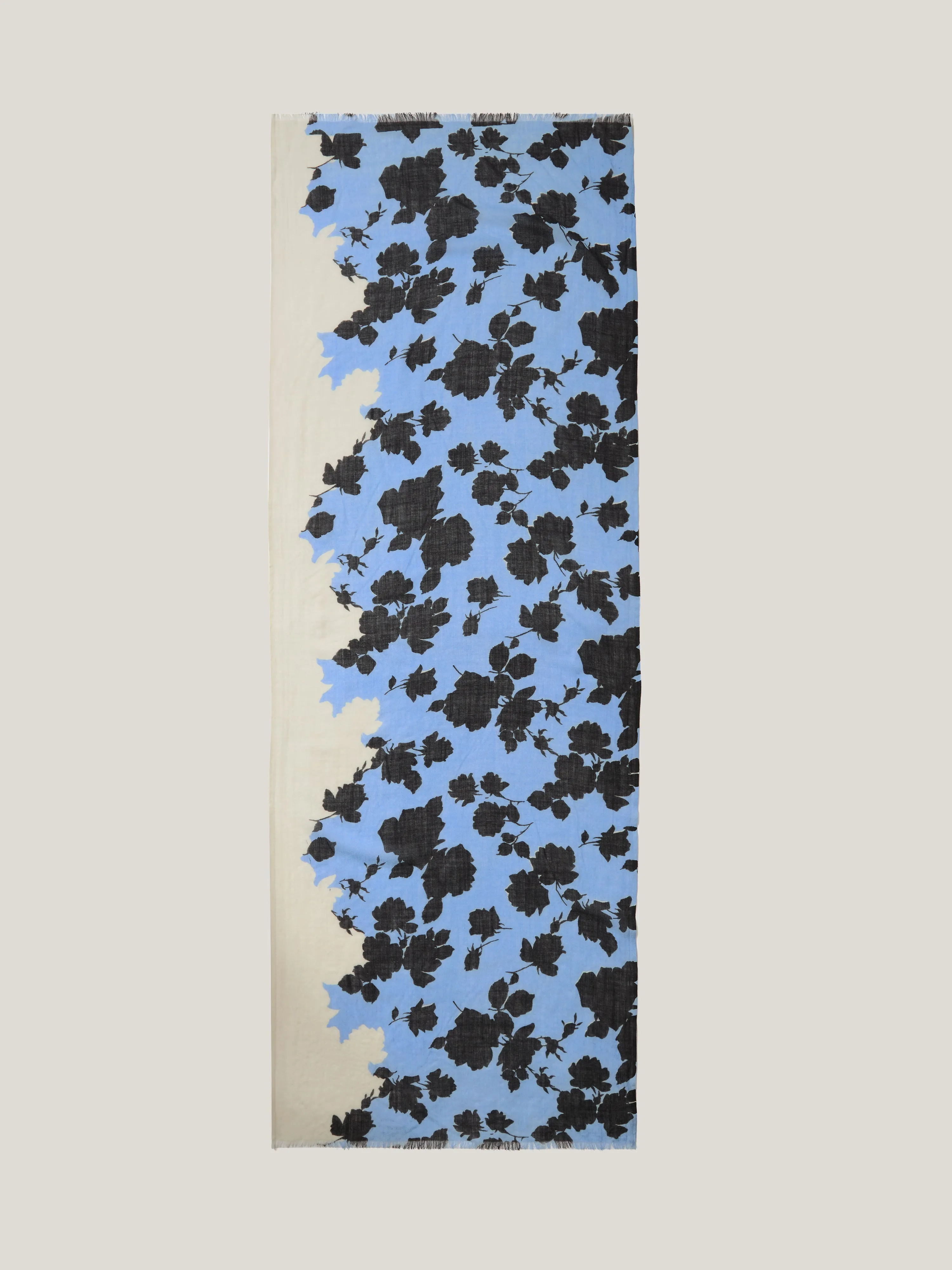 Outline Rose Wool Scarf | Blue sold by Jigsaw