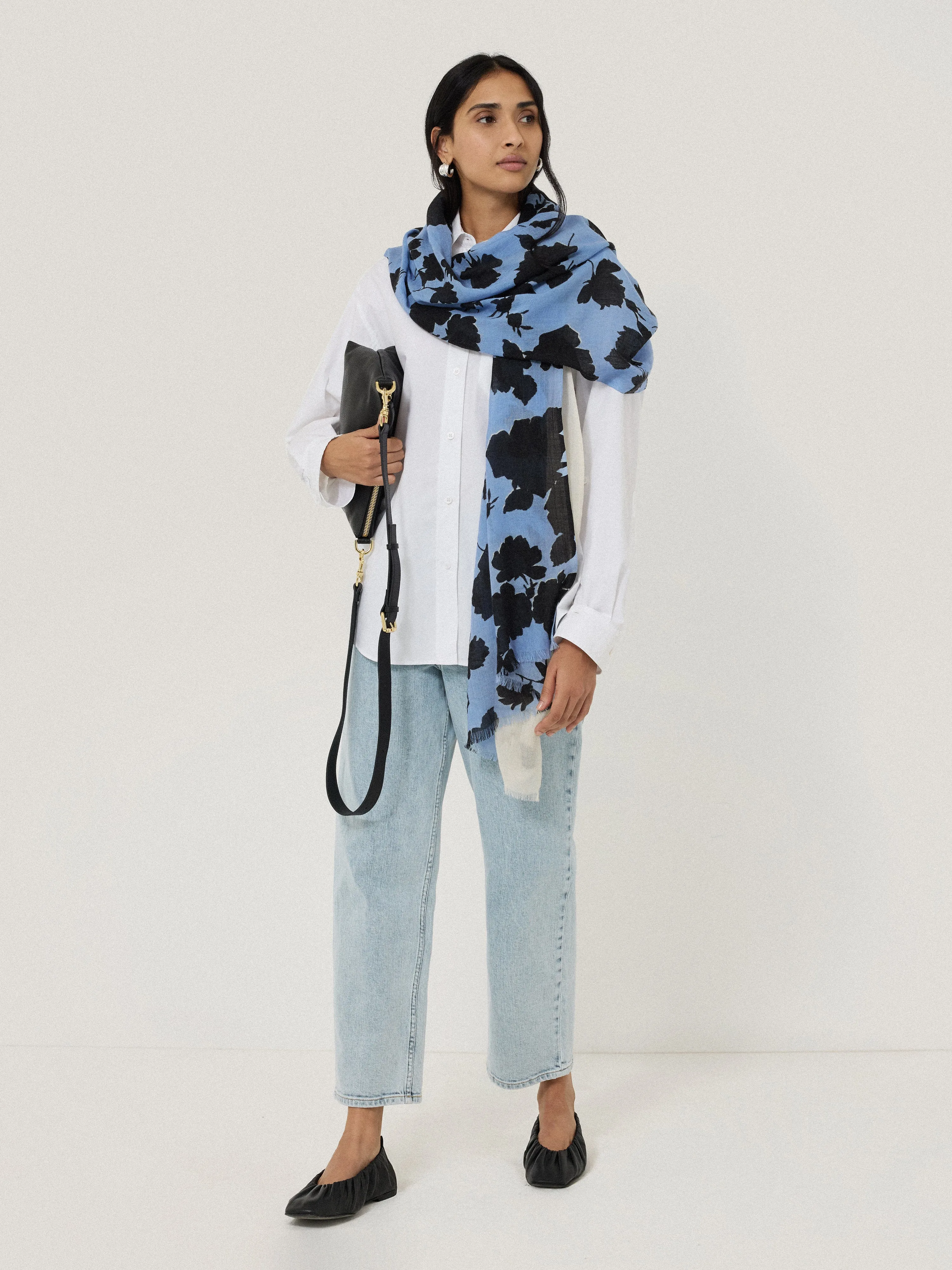 Outline Rose Wool Scarf | Blue sold by Jigsaw product image thumbnail 2