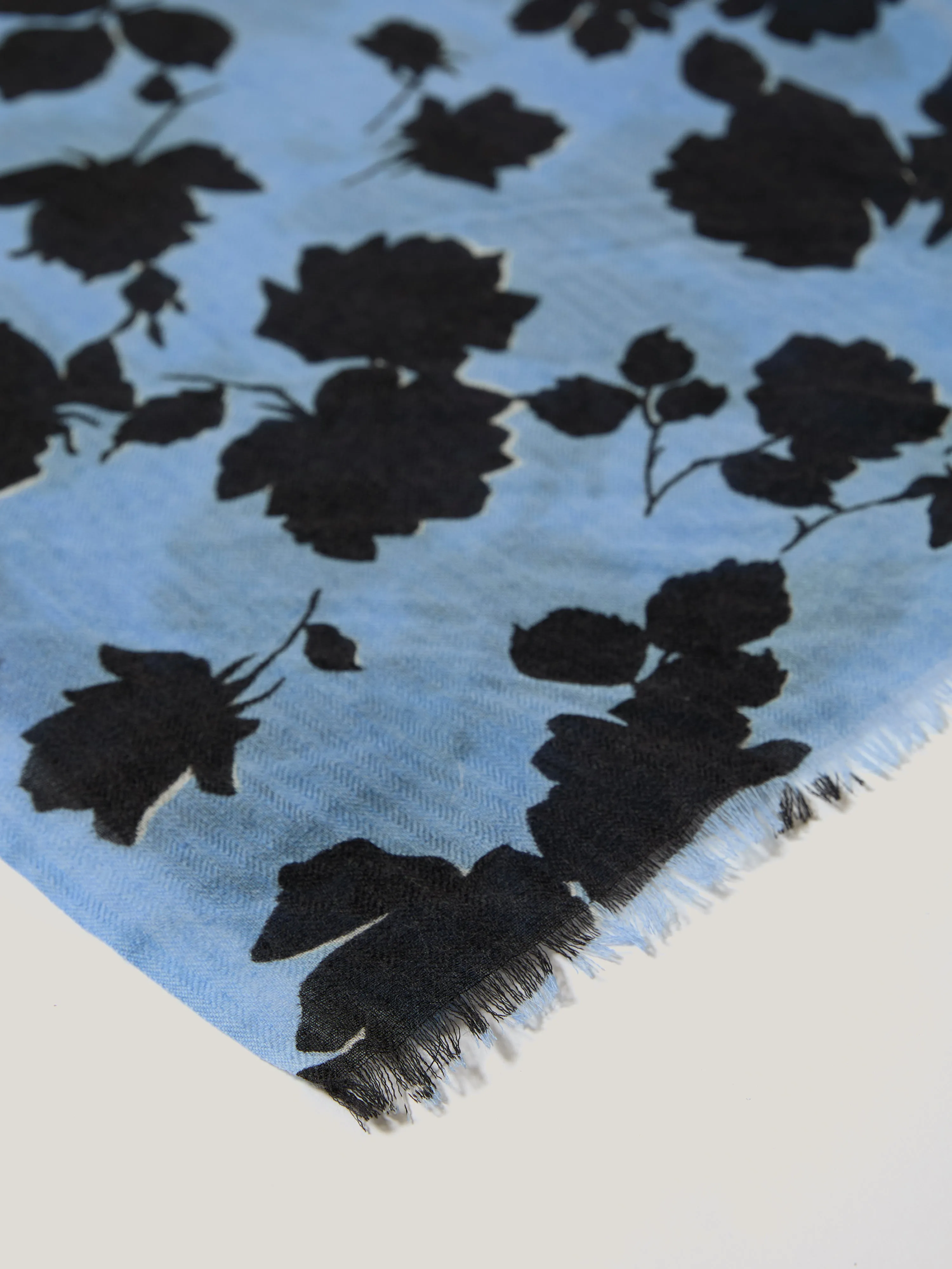 Outline Rose Wool Scarf | Blue sold by Jigsaw product image thumbnail 4
