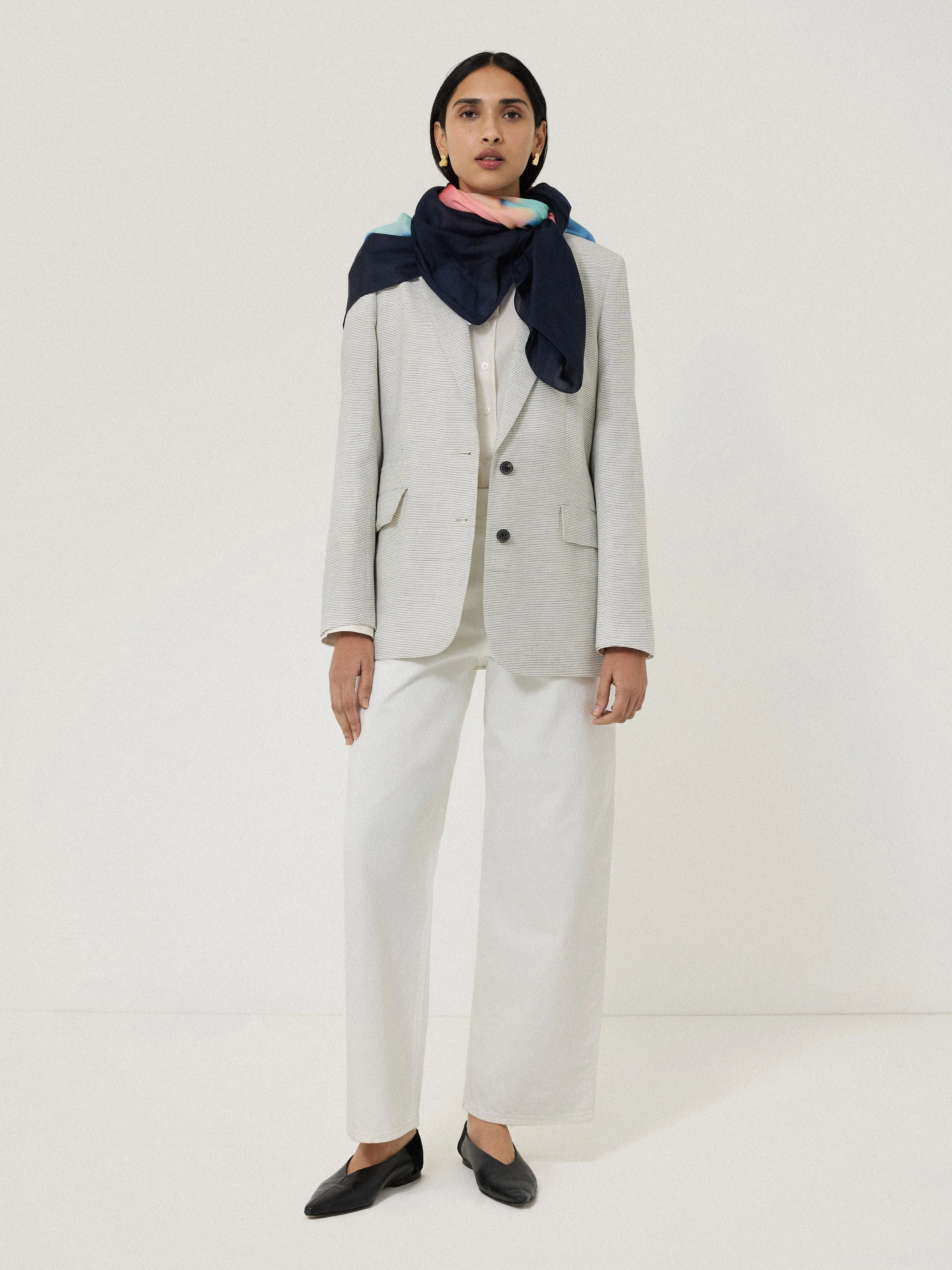 Dreamy Floral Silk Shawl | Navy sold by Jigsaw product image thumbnail 3