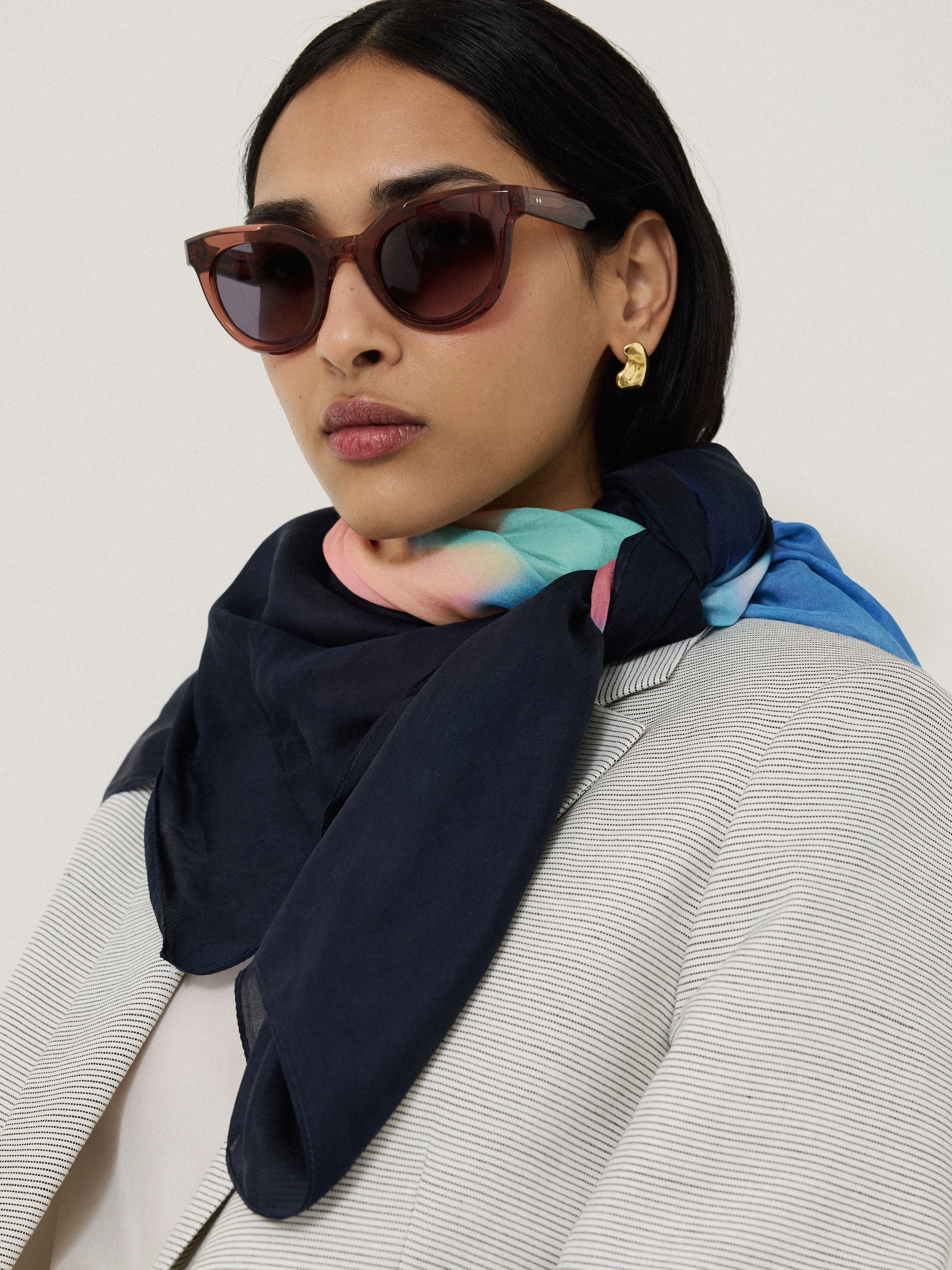 Dreamy Floral Silk Shawl | Navy sold by Jigsaw product image thumbnail 2