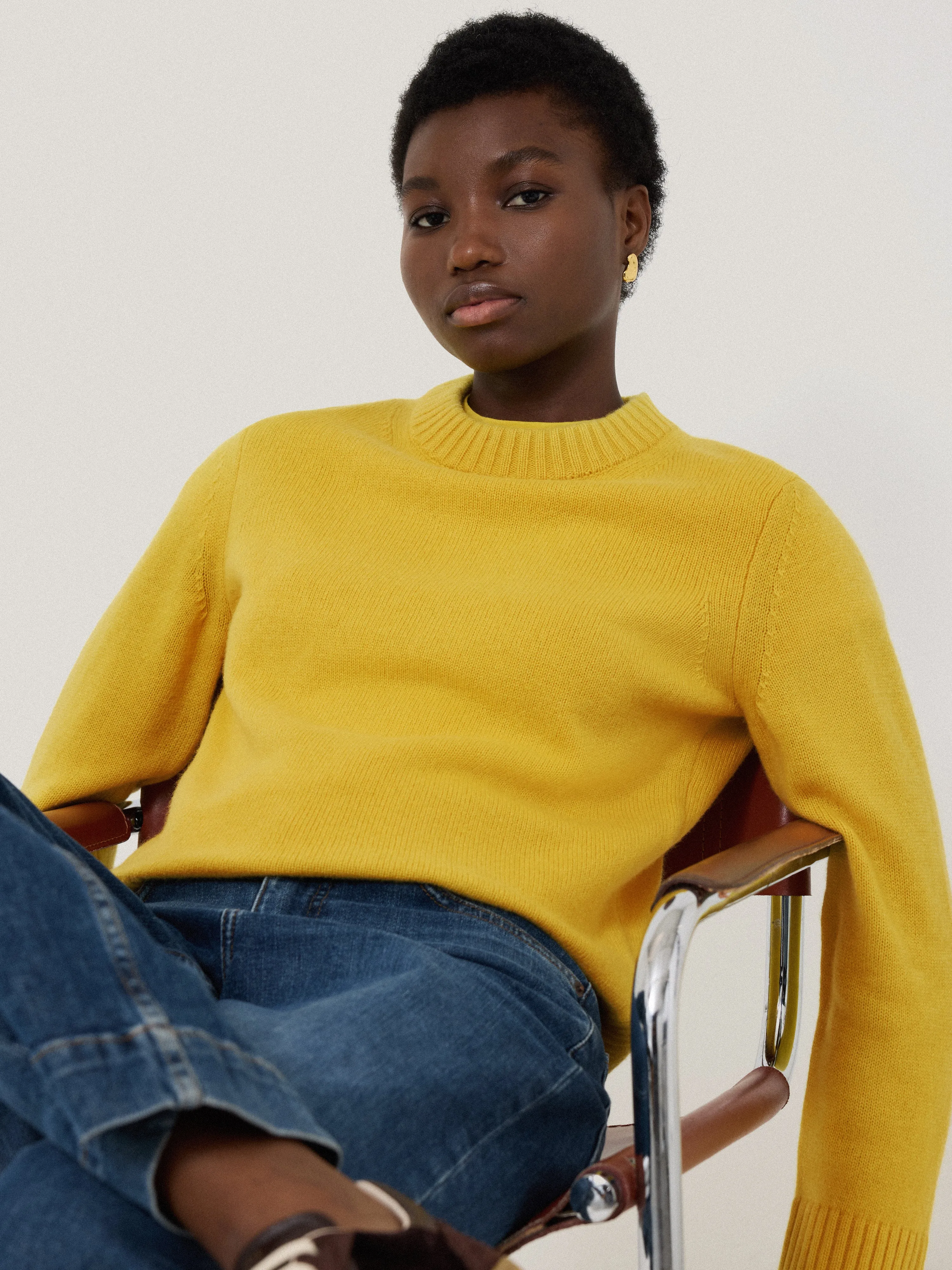 Compact Wool Cashmere Blend Jumper | Yellow sold by Jigsaw