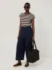 Cotton Slub Stripe Cap Sleeve Top | Oxblood sold by Jigsaw