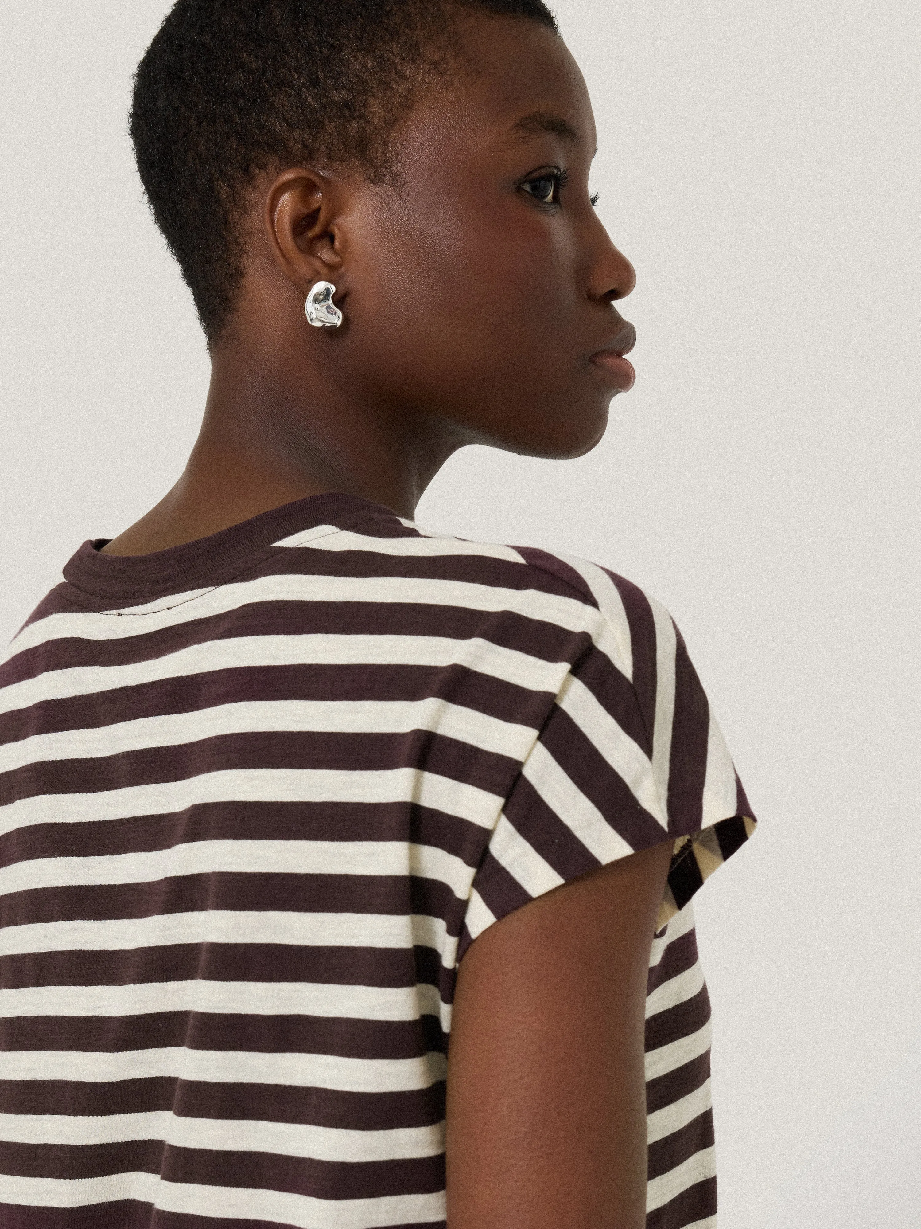 Cotton Slub Stripe Cap Sleeve Top | Oxblood sold by Jigsaw product image thumbnail 2