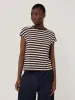 Cotton Slub Stripe Cap Sleeve Top | Oxblood sold by Jigsaw