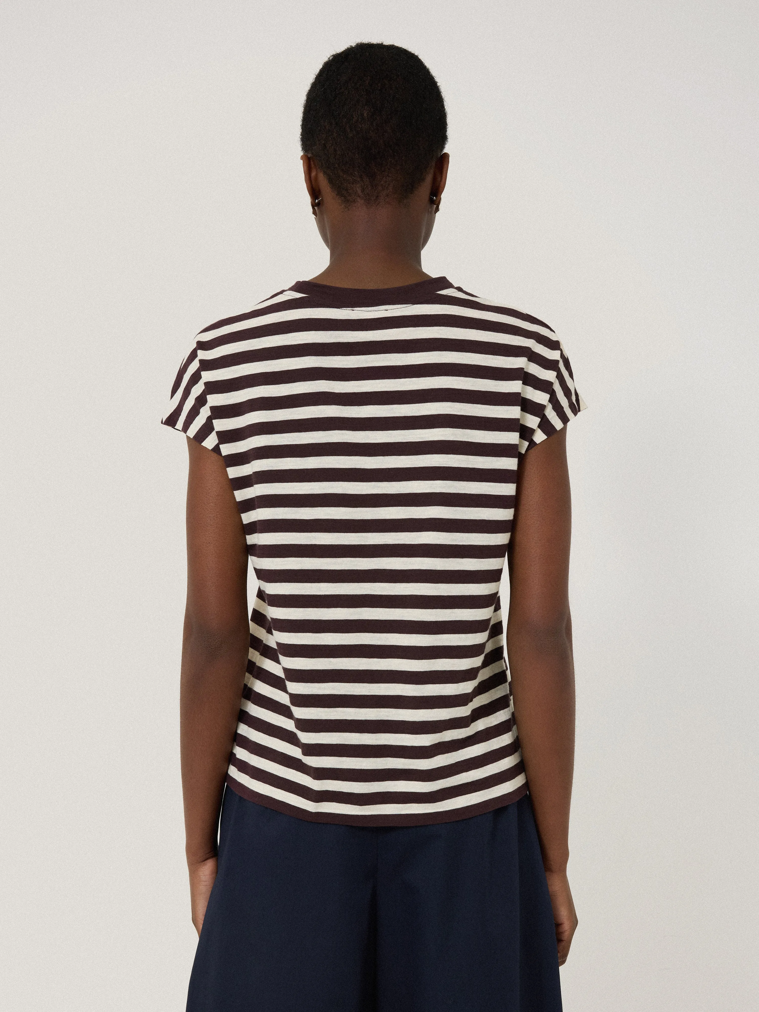 Cotton Slub Stripe Cap Sleeve Top | Oxblood sold by Jigsaw product image thumbnail 3