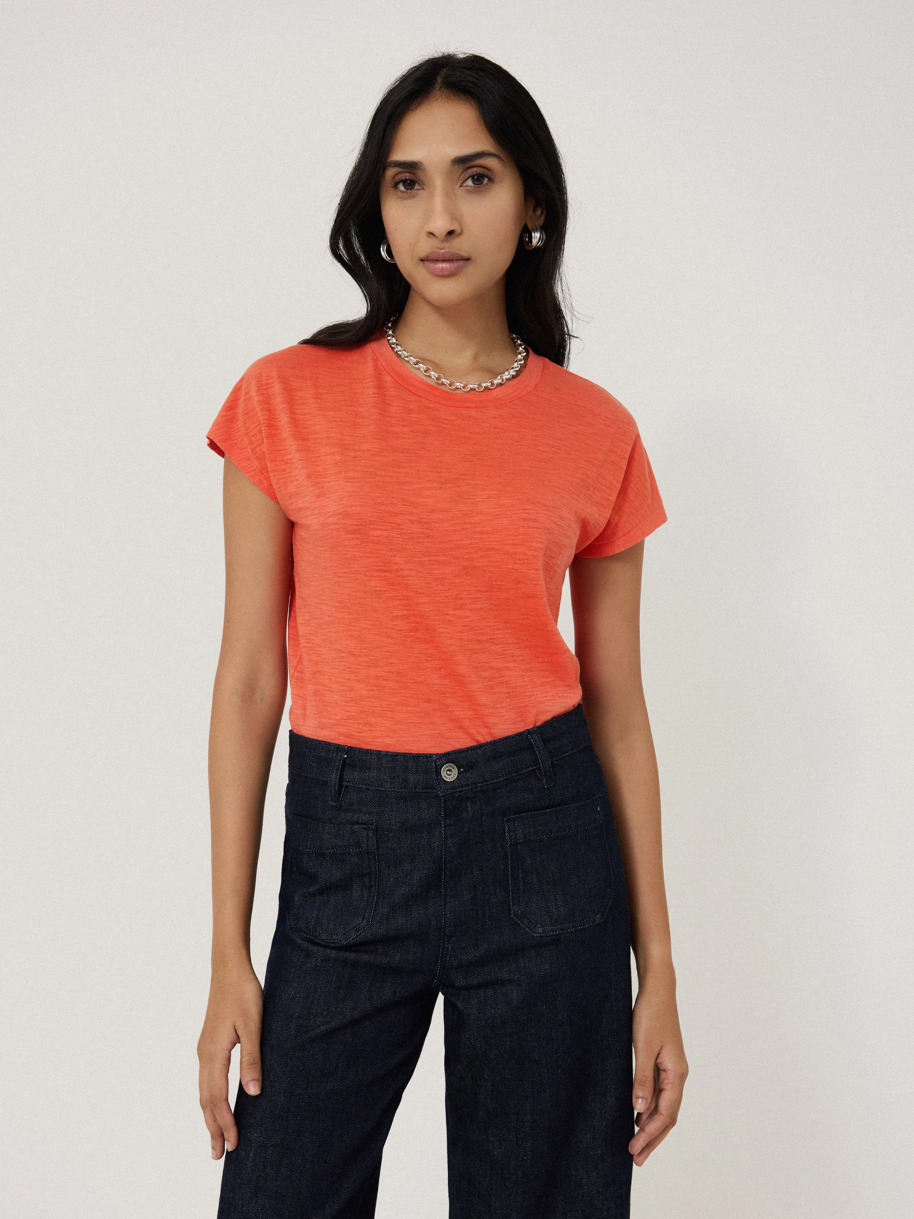Harlech Cap Sleeve Top | Orange sold by Jigsaw