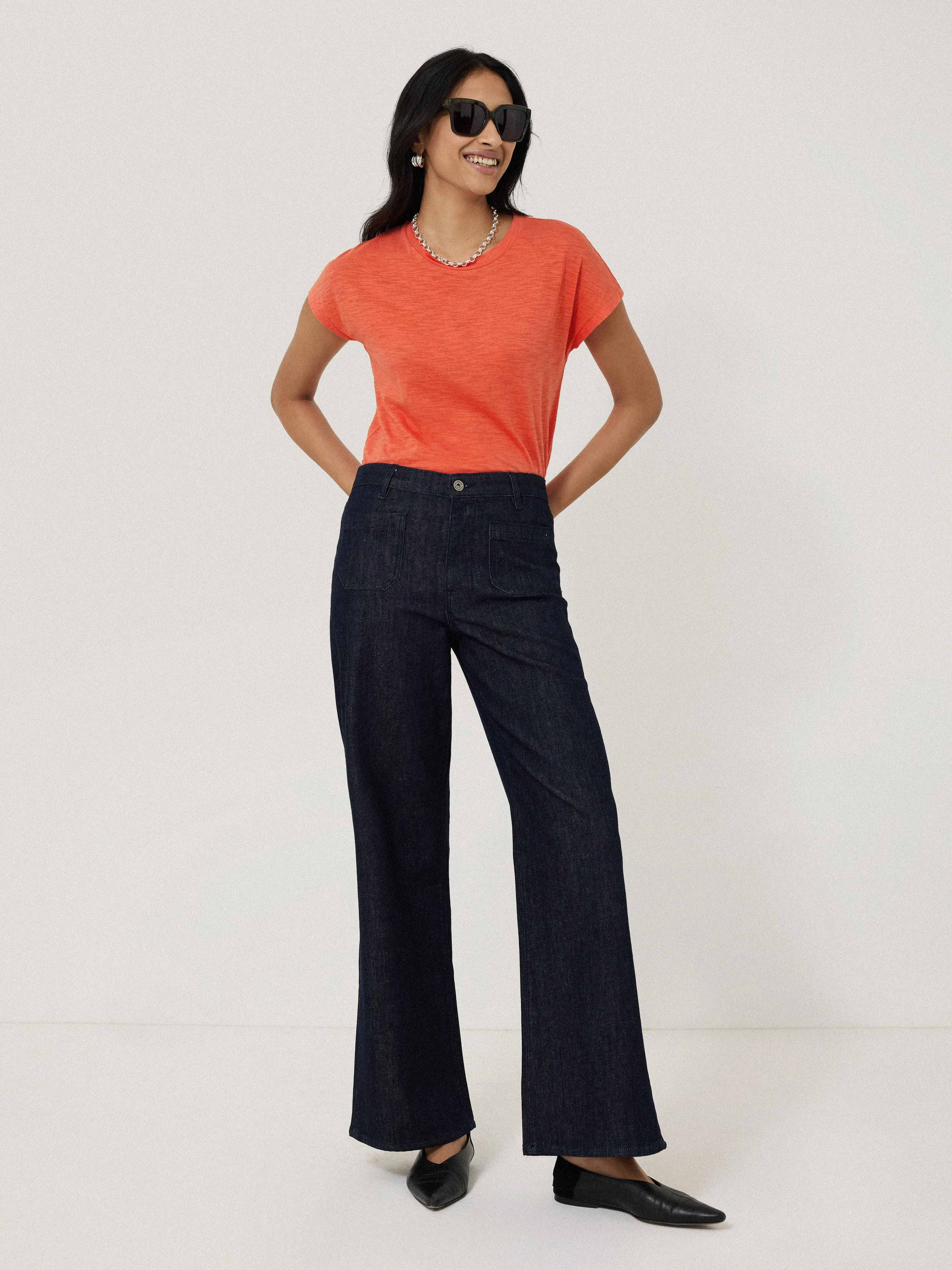 Harlech Cap Sleeve Top | Orange sold by Jigsaw product image thumbnail 3