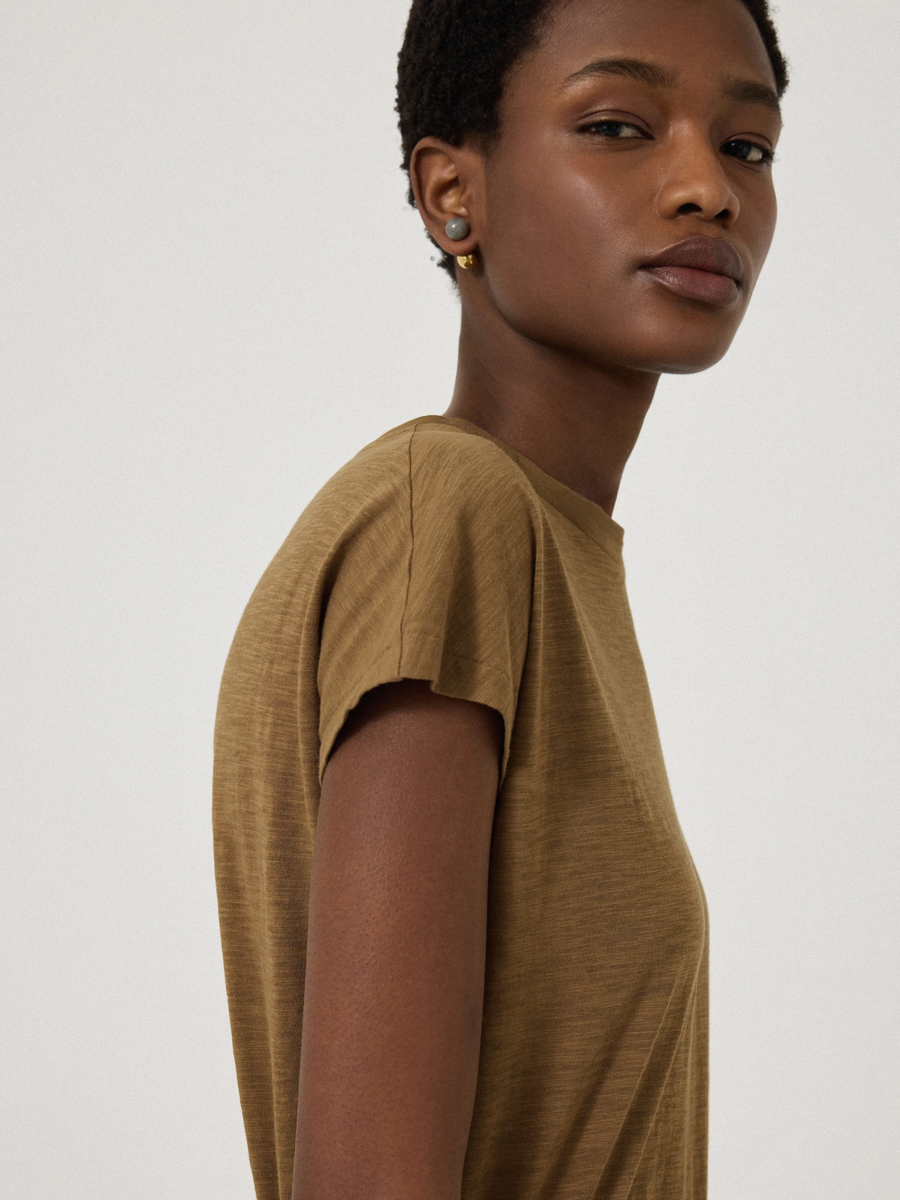 Harlech Cap Sleeve Top | Khaki sold by Jigsaw product image thumbnail 2
