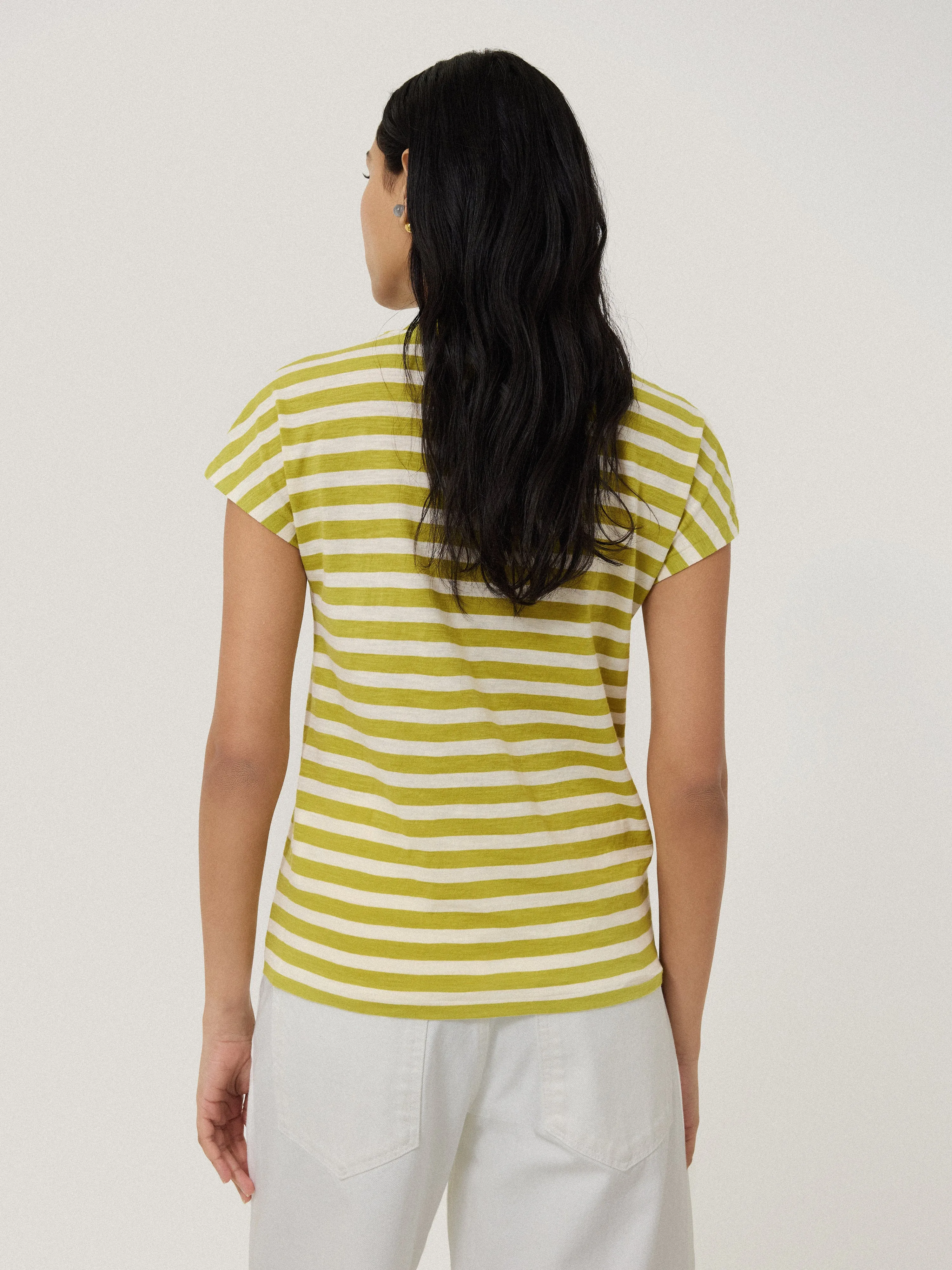 Cotton Slub Stripe Cap Sleeve Top | Green sold by Jigsaw product image thumbnail 4