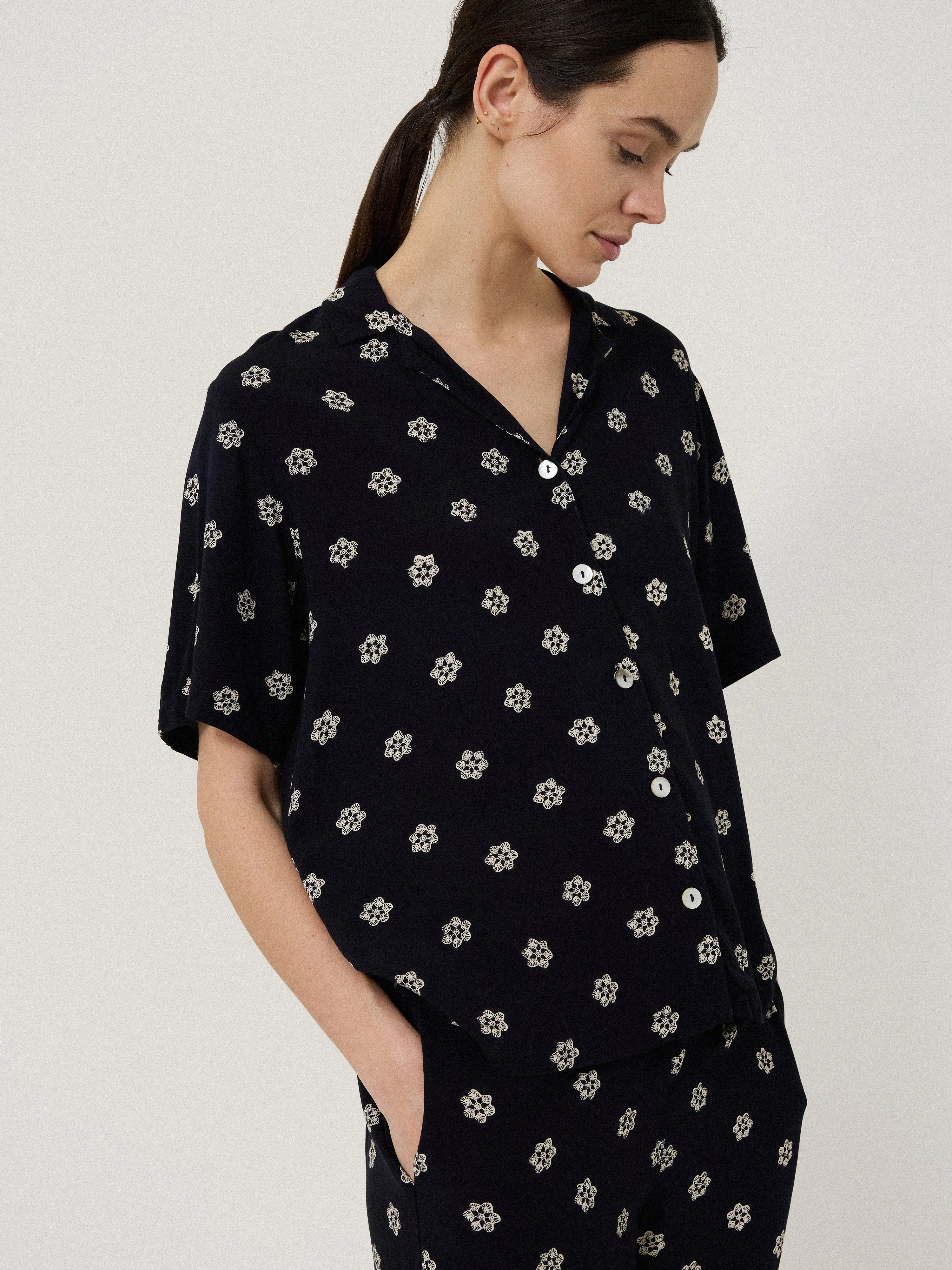 Mini Floral Block Pyjama | Navy sold by Jigsaw product image thumbnail 2