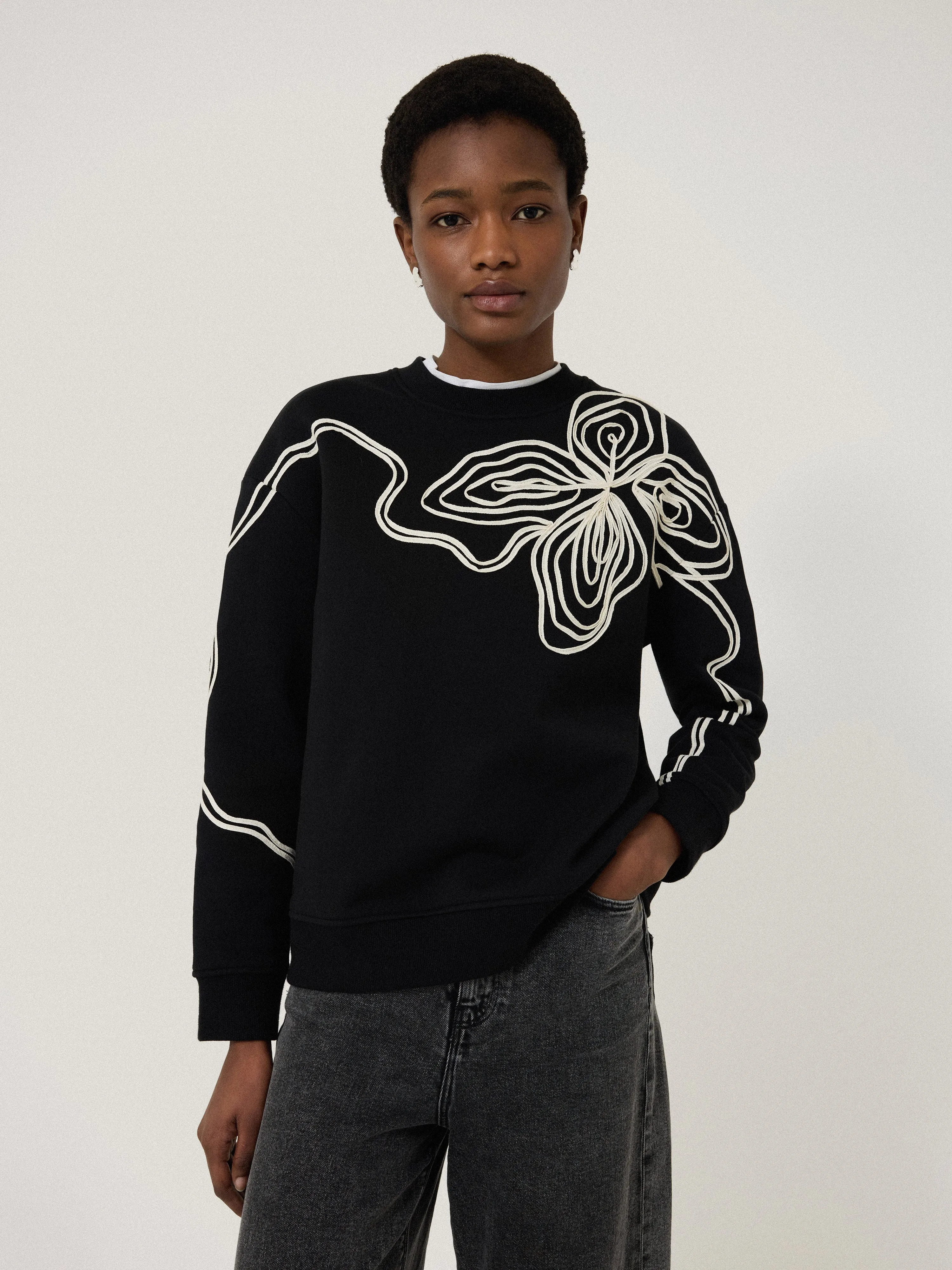 Cornelli Sweatshirt | Black sold by Jigsaw