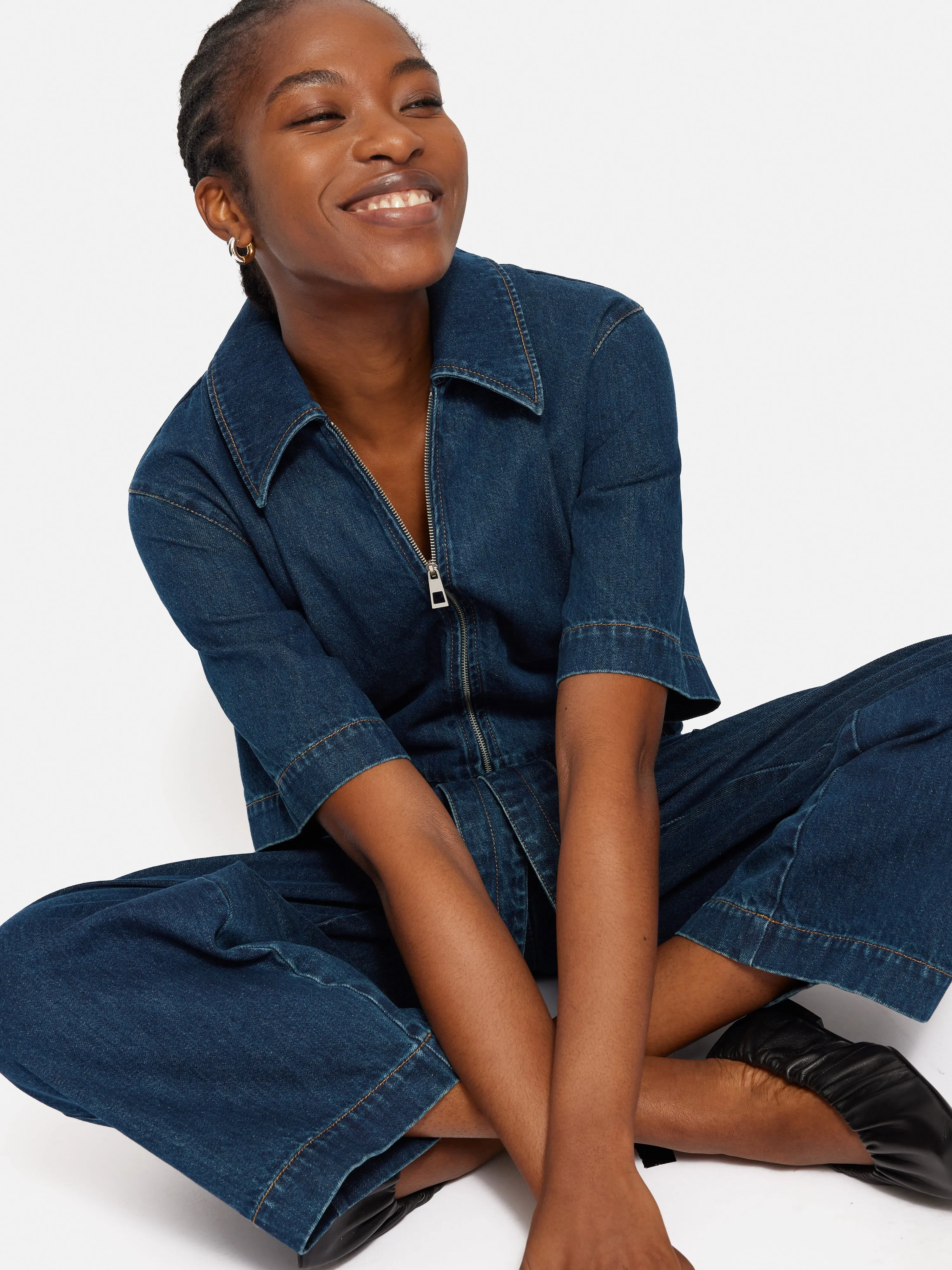 Denim Contrast Stitch Jumpsuit | Indigo sold by Jigsaw product image thumbnail 2