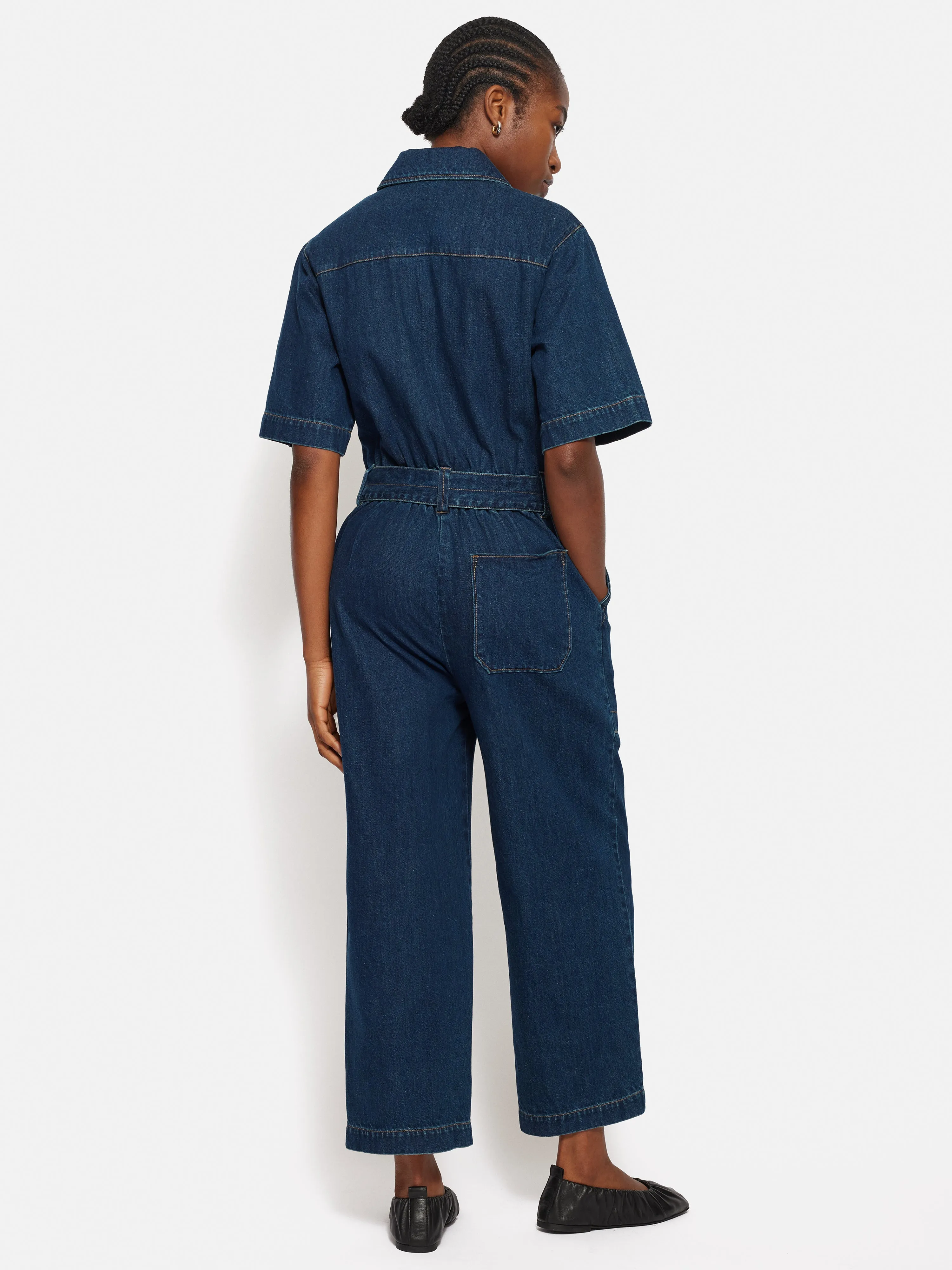 Denim Contrast Stitch Jumpsuit | Indigo sold by Jigsaw product image thumbnail 4