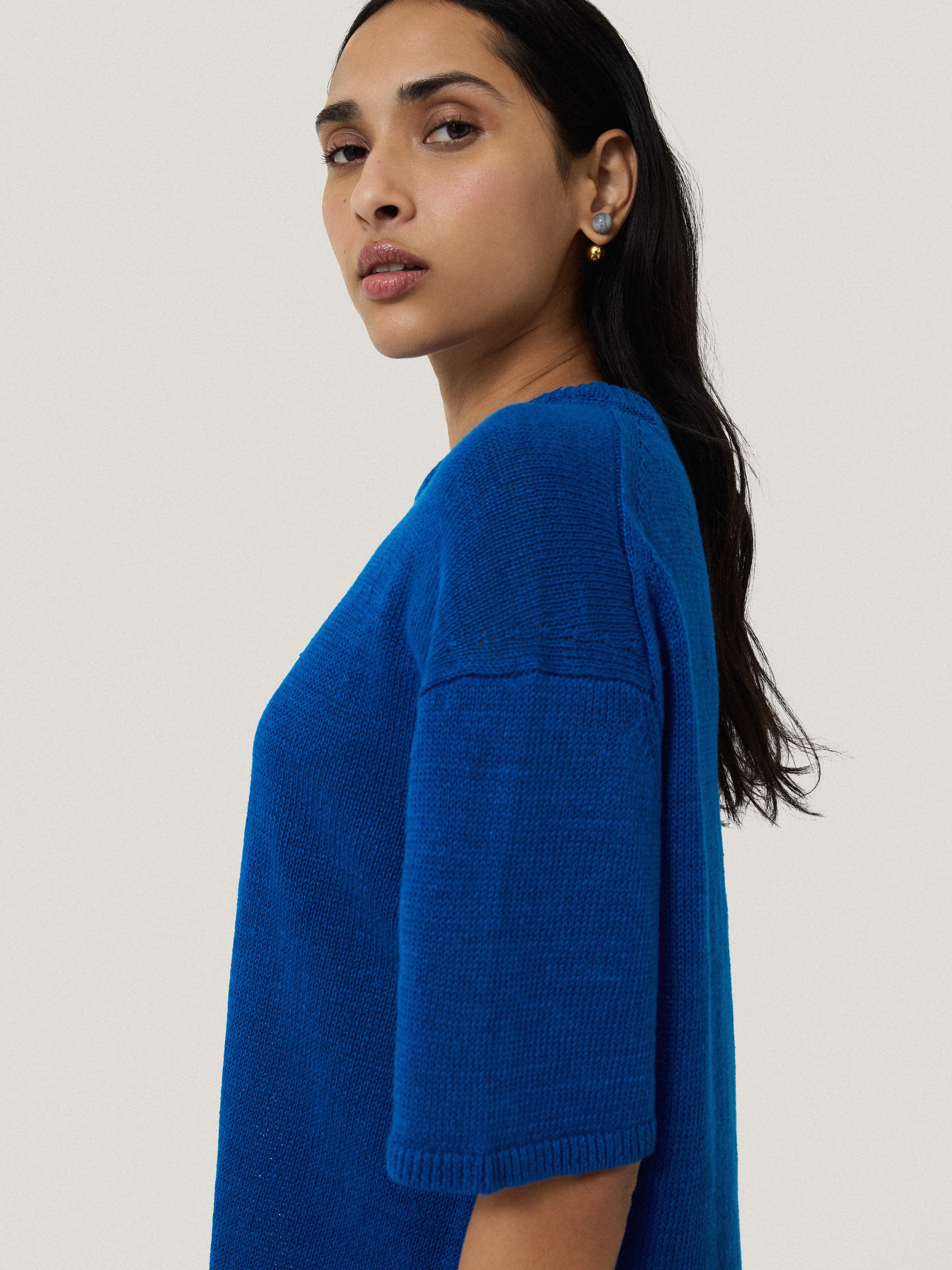 Linen Knitted Top | Blue sold by Jigsaw product image thumbnail 3