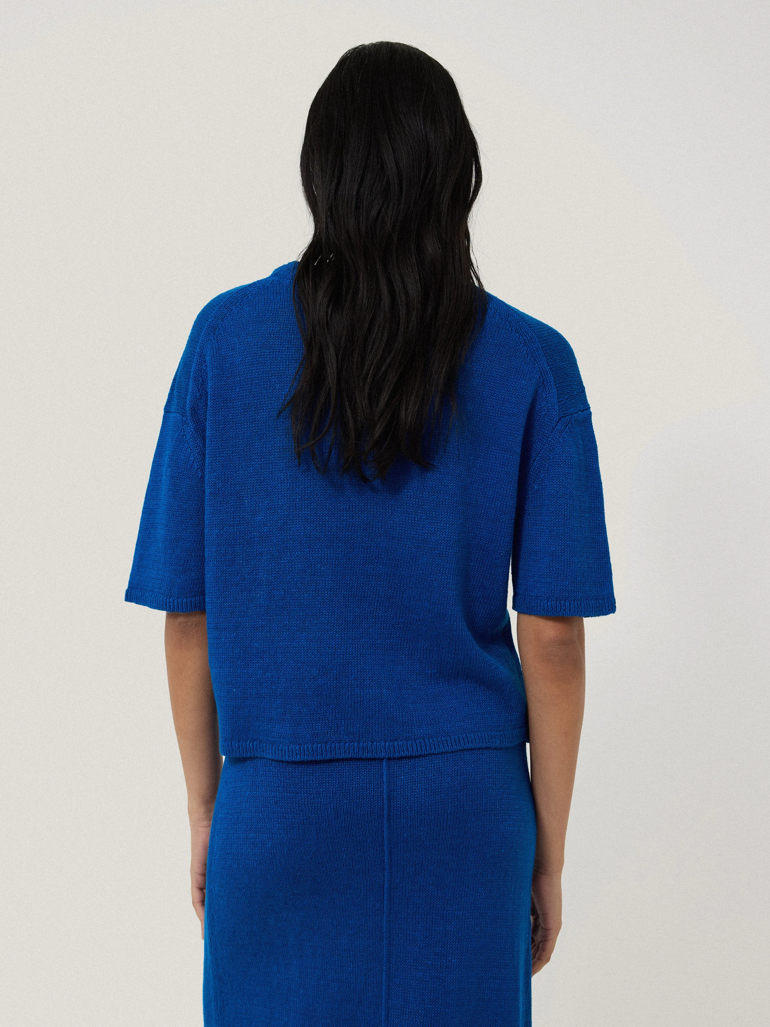 Linen Knitted Top | Blue sold by Jigsaw product image thumbnail 4