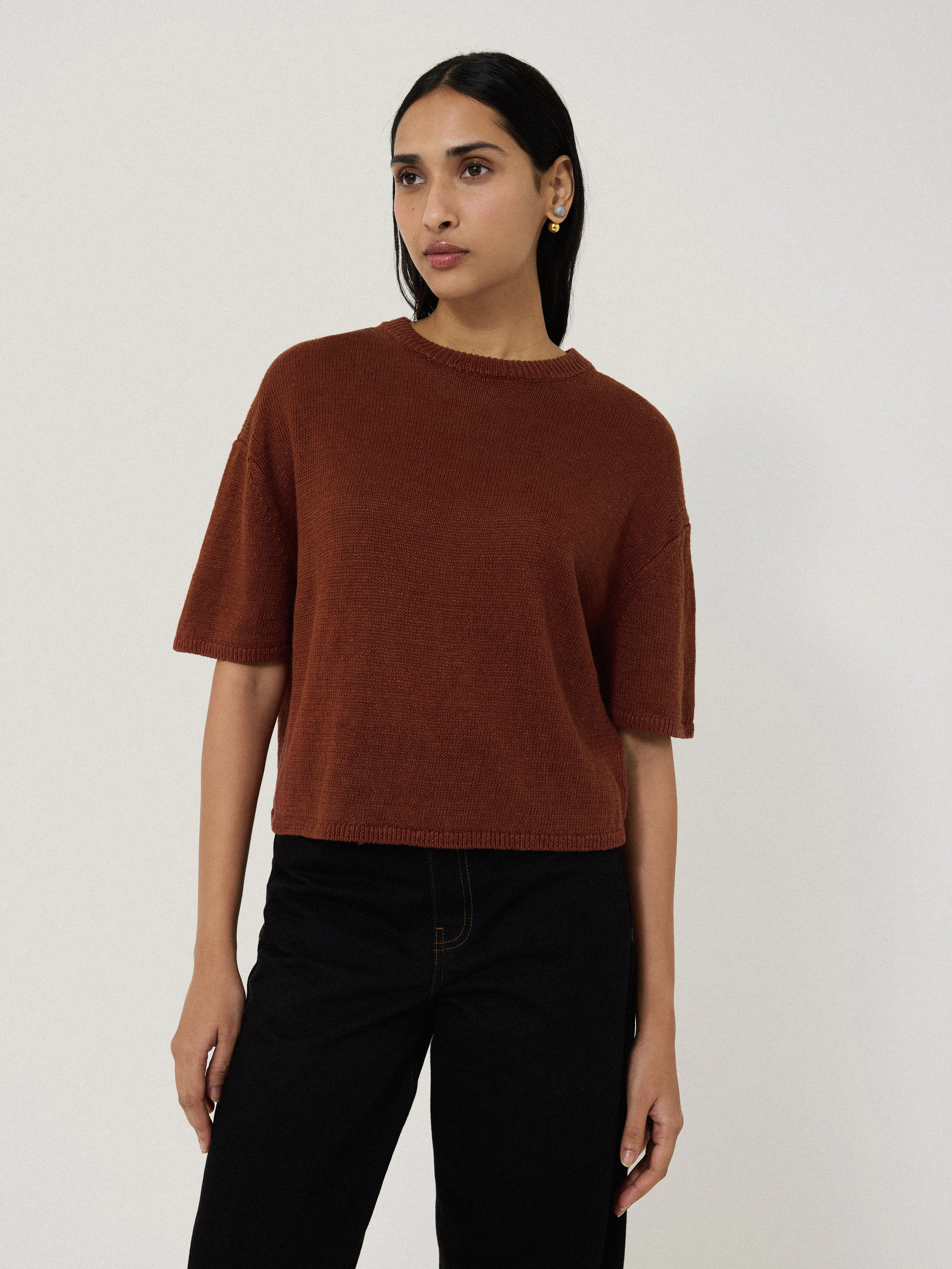 Linen Knitted Top | Brown sold by Jigsaw product image thumbnail 3