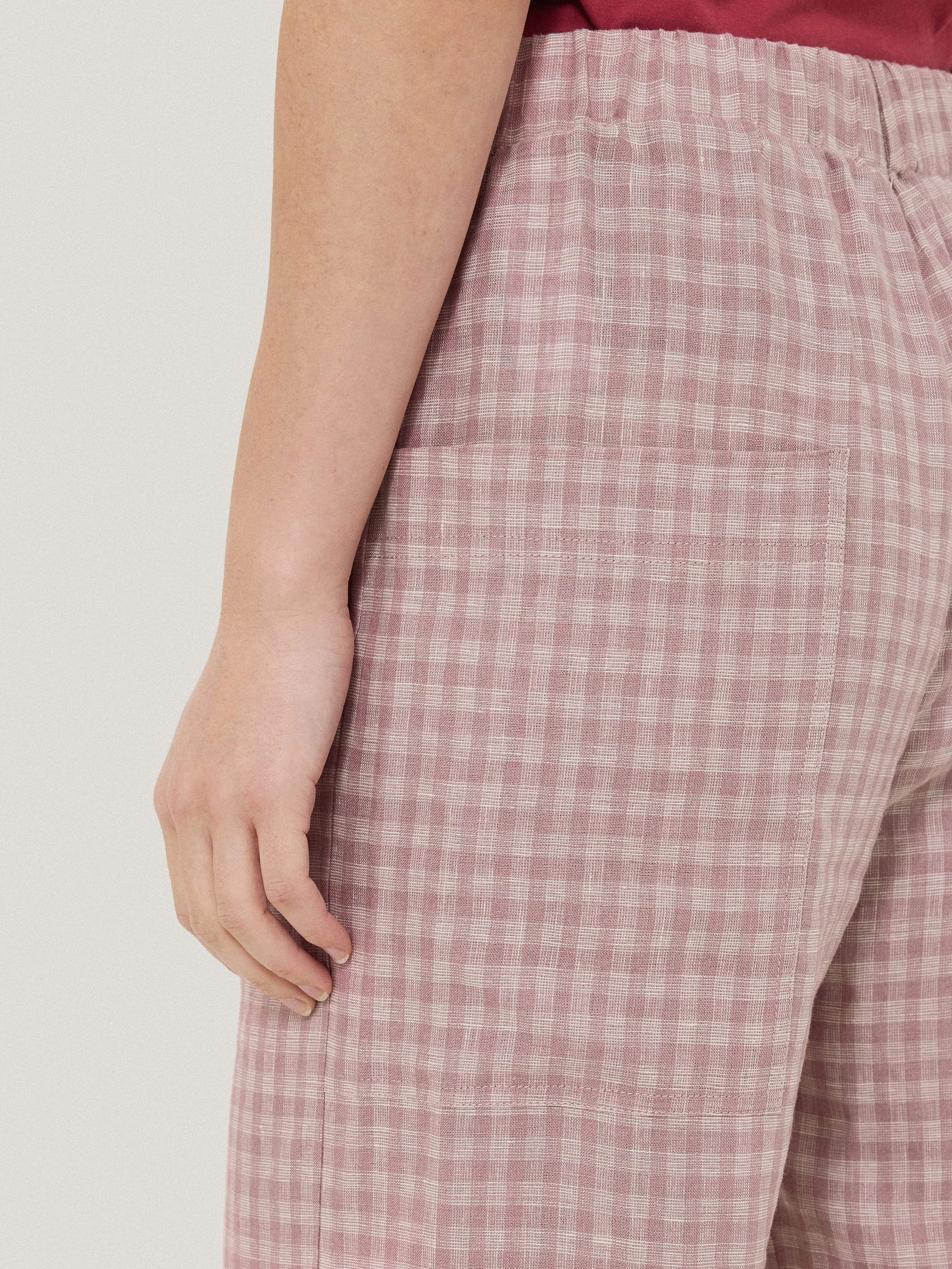 Mara Linen Checked Trouser | Pink sold by Jigsaw product image thumbnail 2