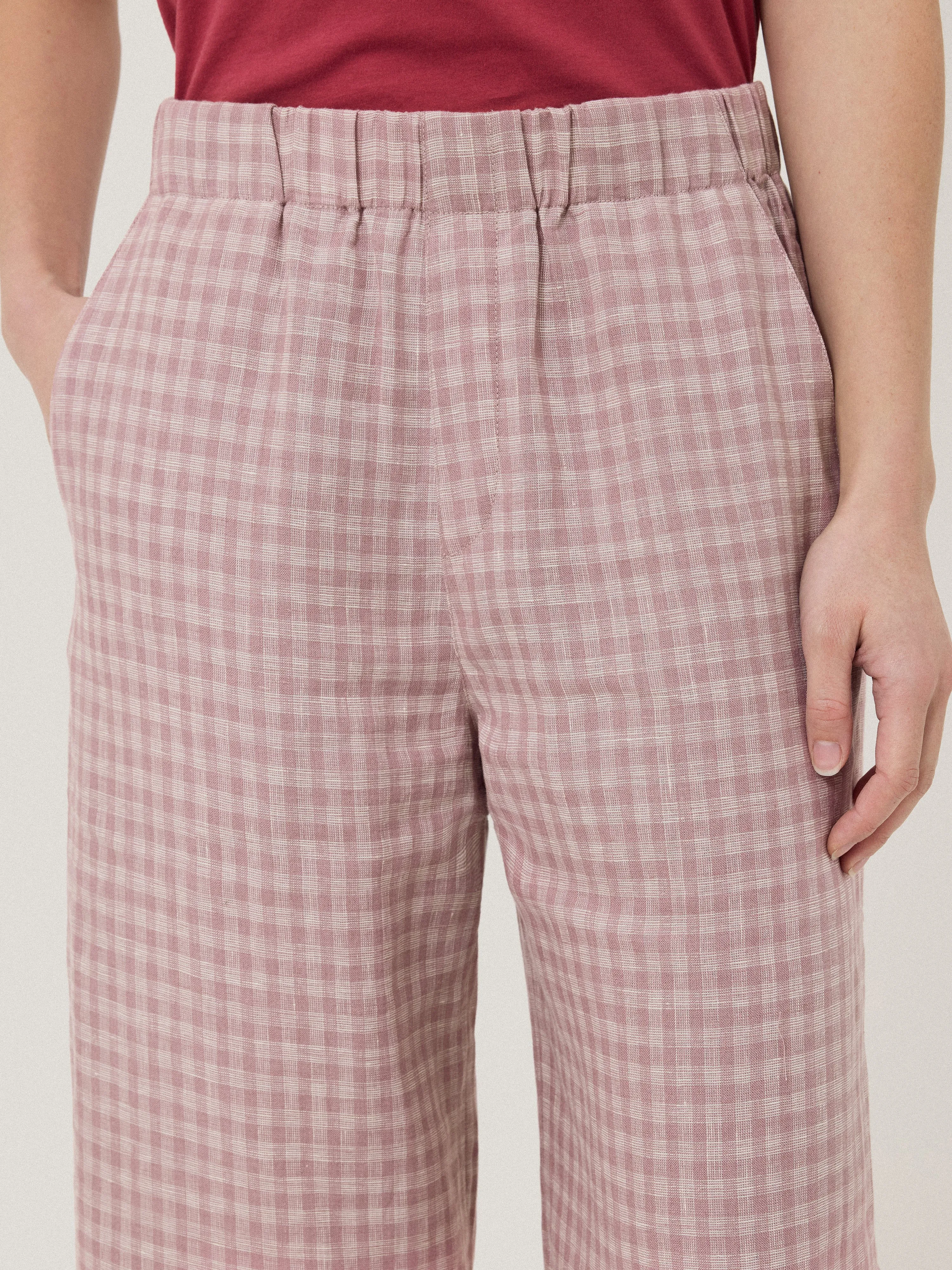 Mara Linen Checked Trouser | Pink sold by Jigsaw product image thumbnail 5