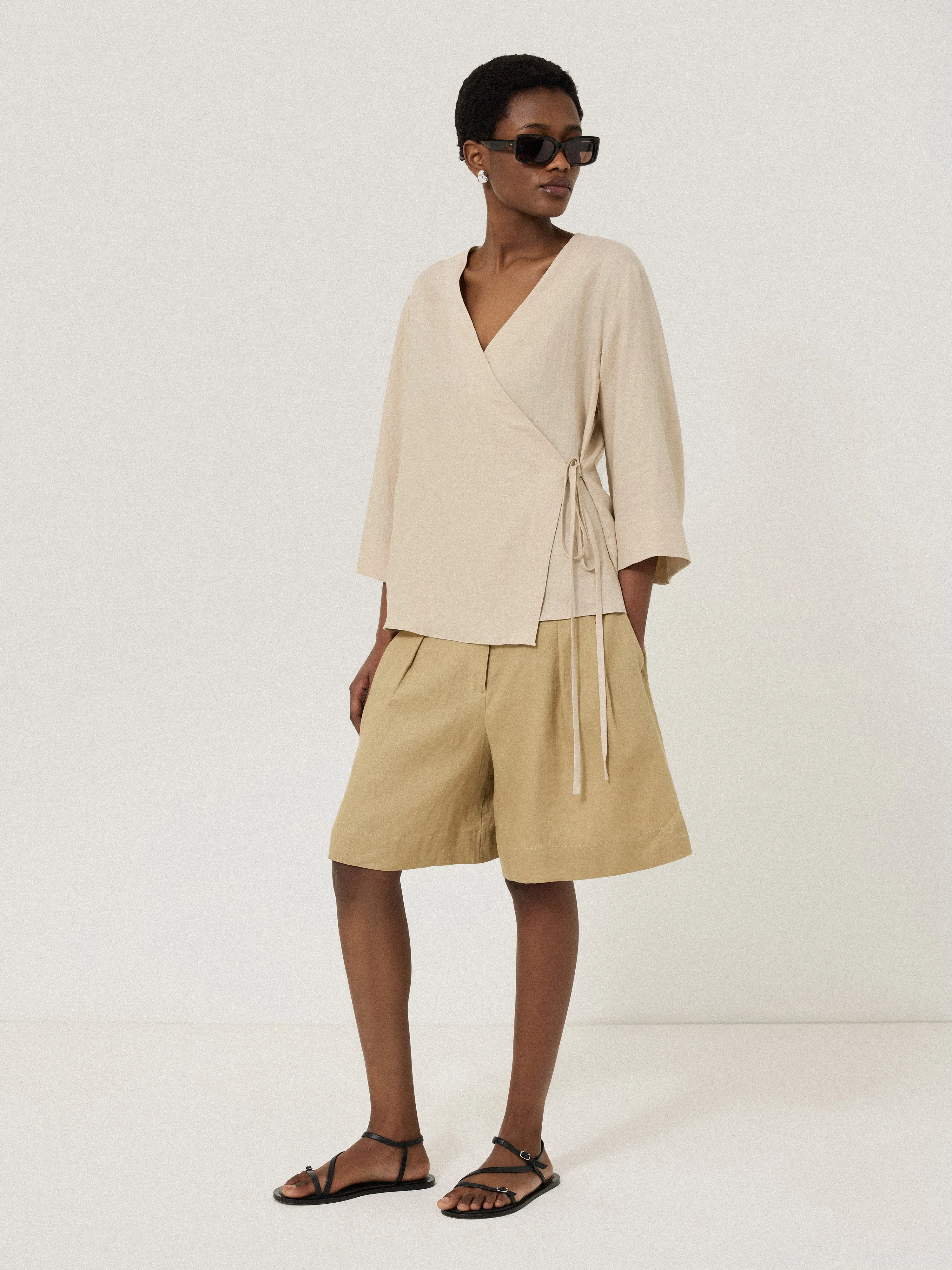 Linen Wrap Front Top | Beige sold by Jigsaw product image thumbnail 4